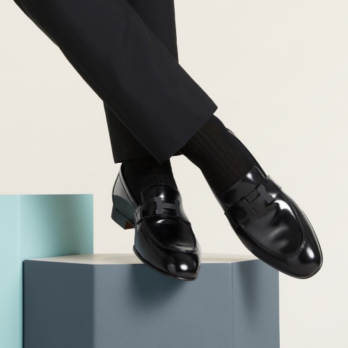Hermes Men's Black Leather Loafers Slip-On Dress Shoes Size 39-45 1 Hermes Men's Black Leather Loafers Slip-On Dress Shoes Size 39-45