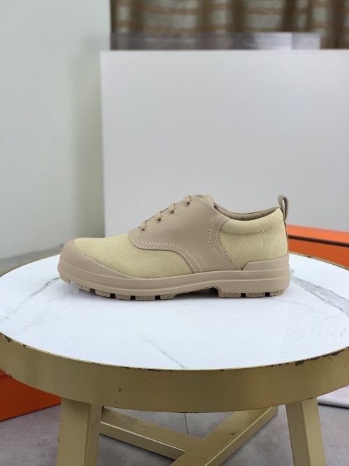 Hermes Men's Fashionable Lace-Up Casual Leather Shoes - Beige Brown 1 Hermes Men's Fashionable Lace-Up Casual Leather Shoes - Beige Brown