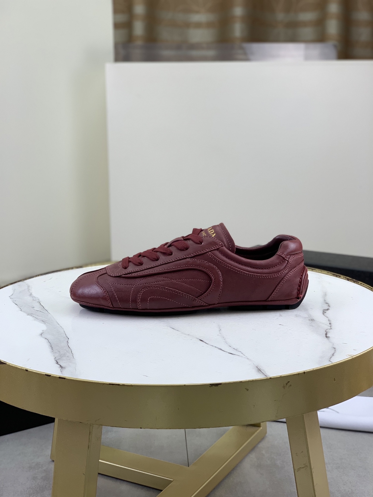 Prada Men's Leather Sneakers Classic Lace-Up Low Top Casual Shoes