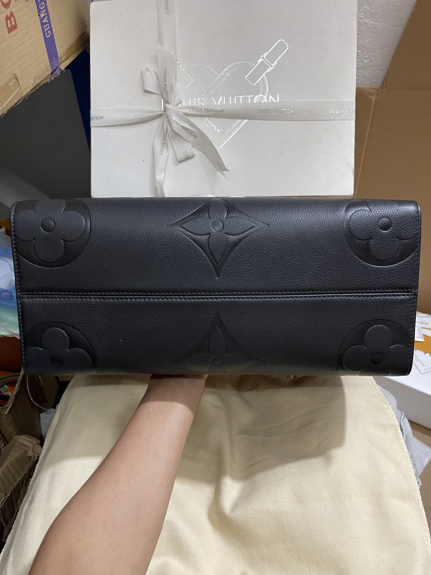 正品级法国版SP免检 客定✈️发货实拍👜 黑压花托特包 M45595