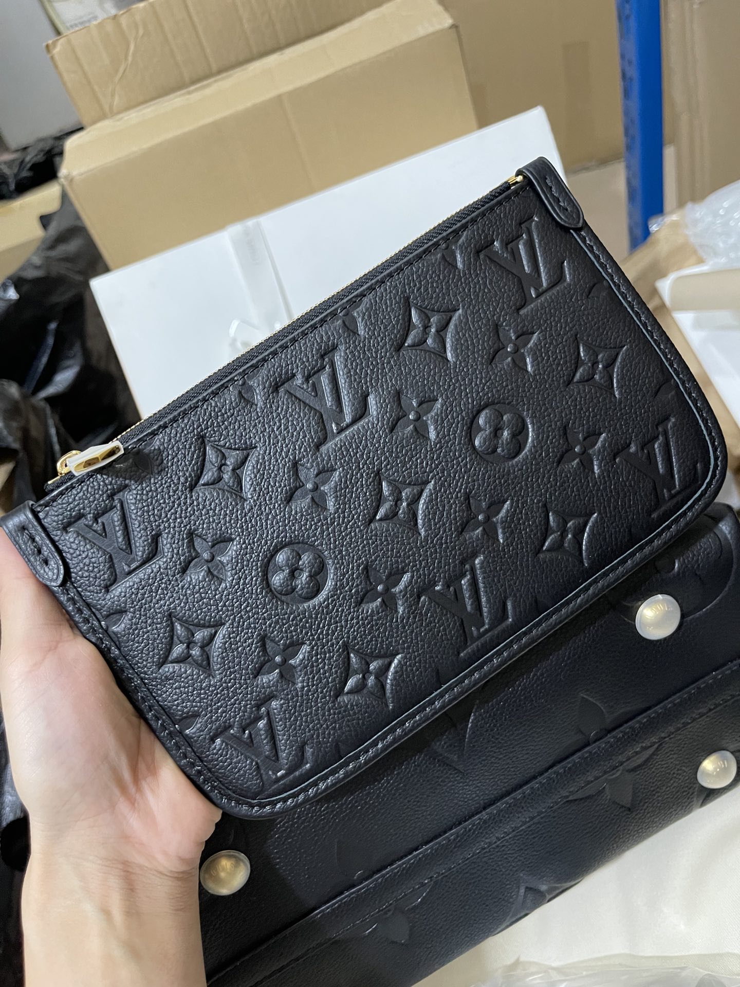 正品级法国版SP免检 客定✈️发货实拍👜全皮Carryall黑色压花 M46388