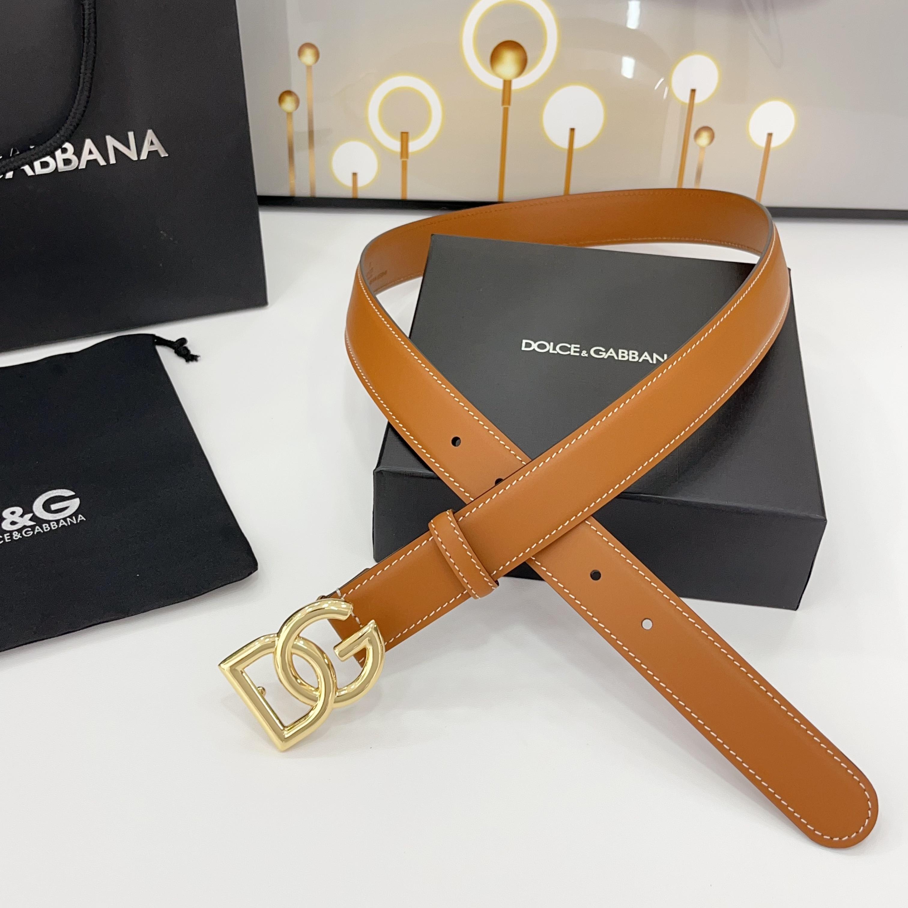 D&G腰带 3.0cm头层牛皮搭配铜扣，经典时尚码数:75.80.85.90.95.100.105