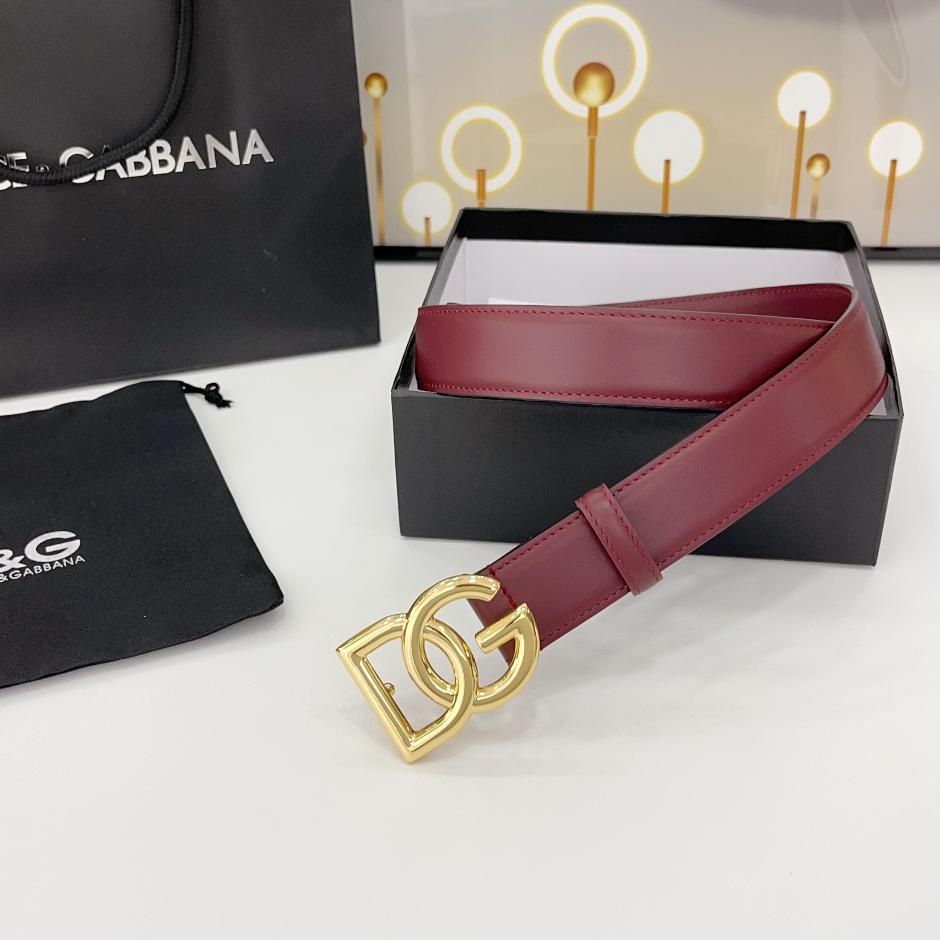 D&G腰带 3.0cm头层牛皮搭配铜扣，经典时尚码数:75.80.85.90.95.100.105