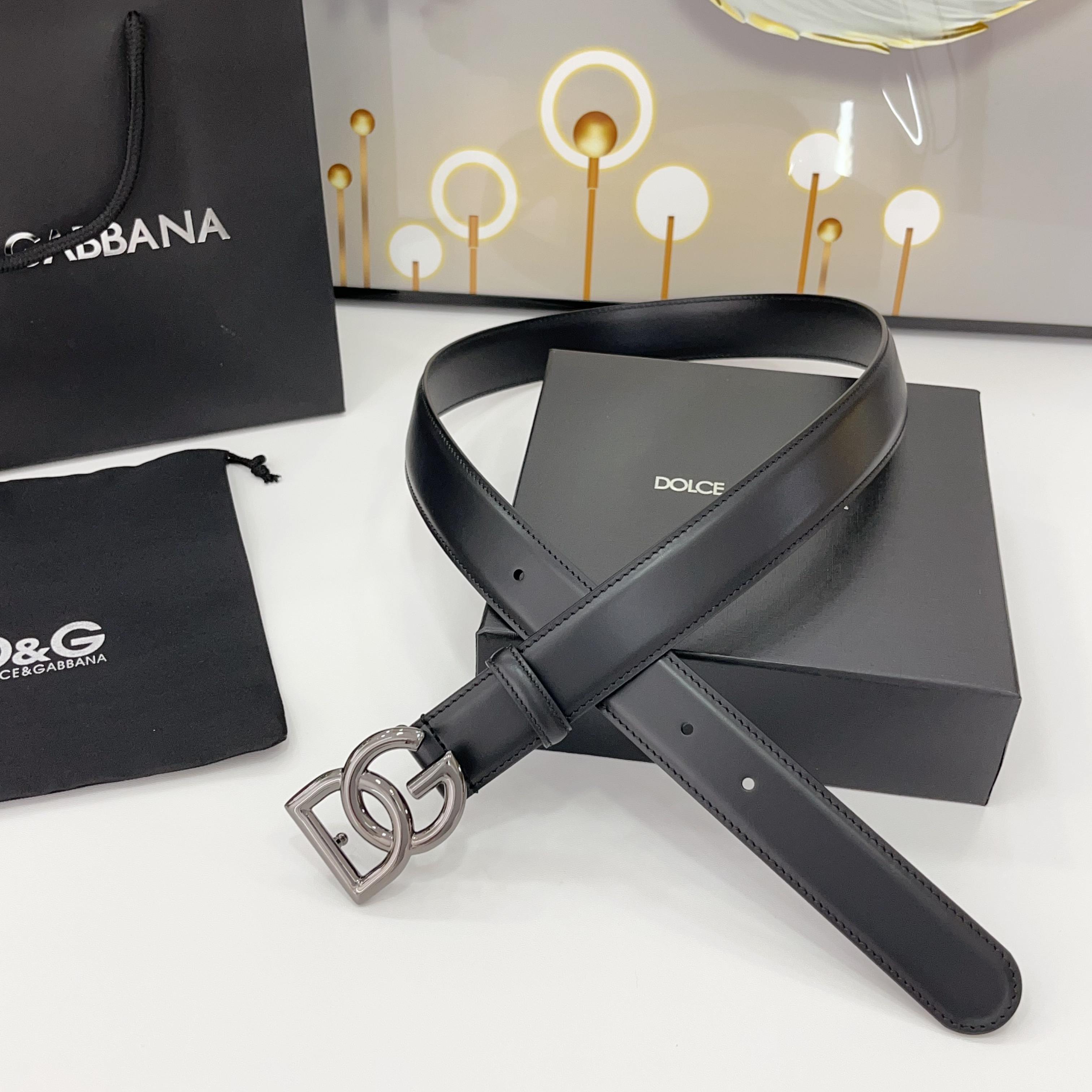 D&G腰带 3.0cm头层牛皮搭配铜扣，经典时尚码数:75.80.85.90.95.100.105