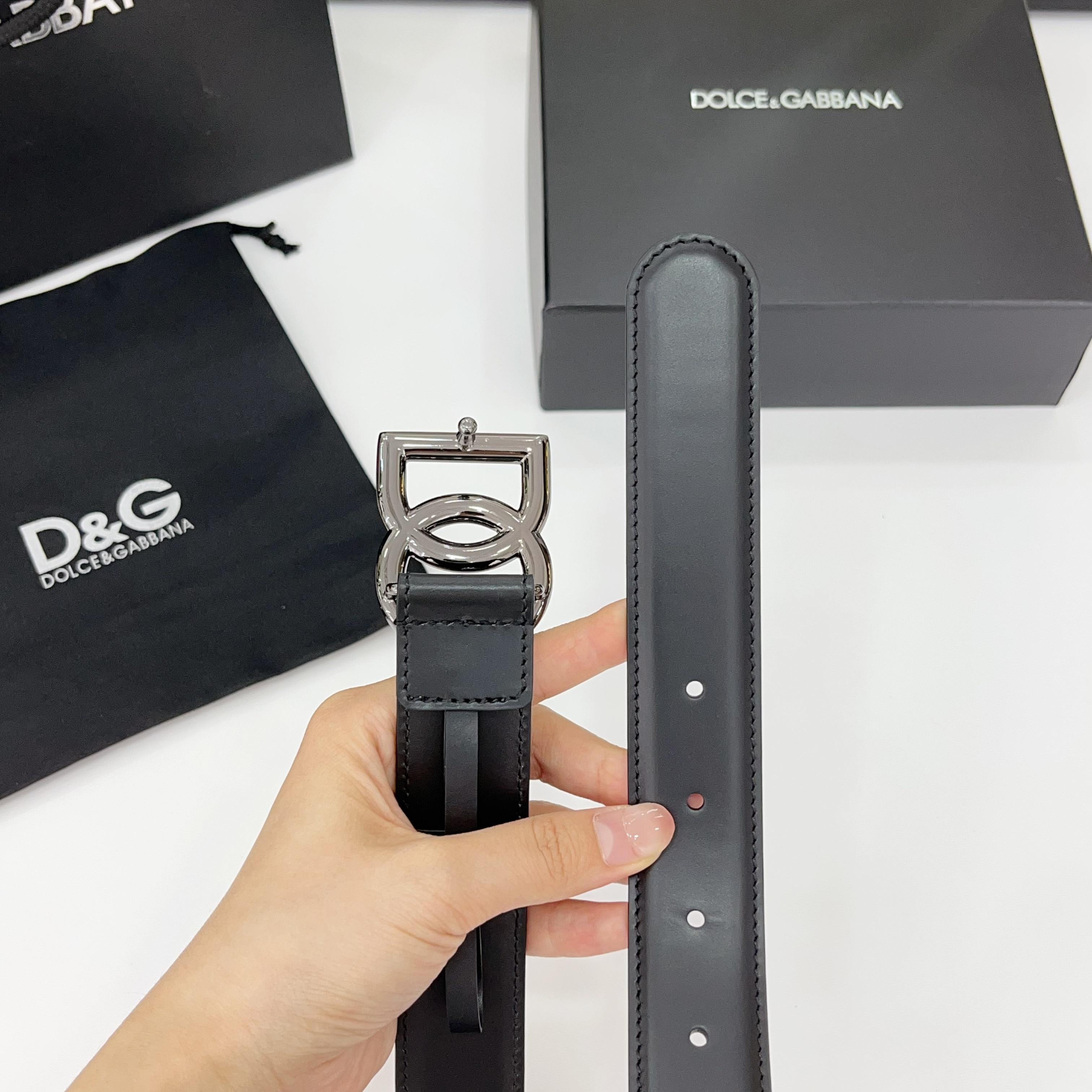 D&G腰带 3.0cm头层牛皮搭配铜扣，经典时尚码数:75.80.85.90.95.100.105