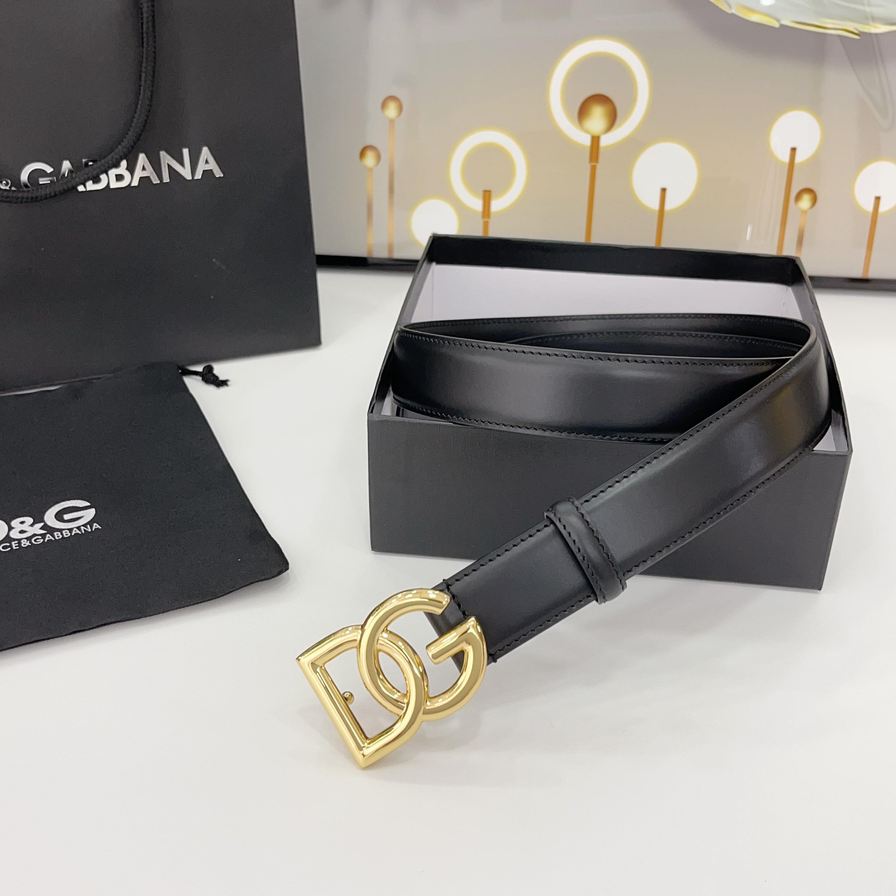 D&G腰带 3.0cm头层牛皮搭配铜扣，经典时尚码数:75.80.85.90.95.100.105