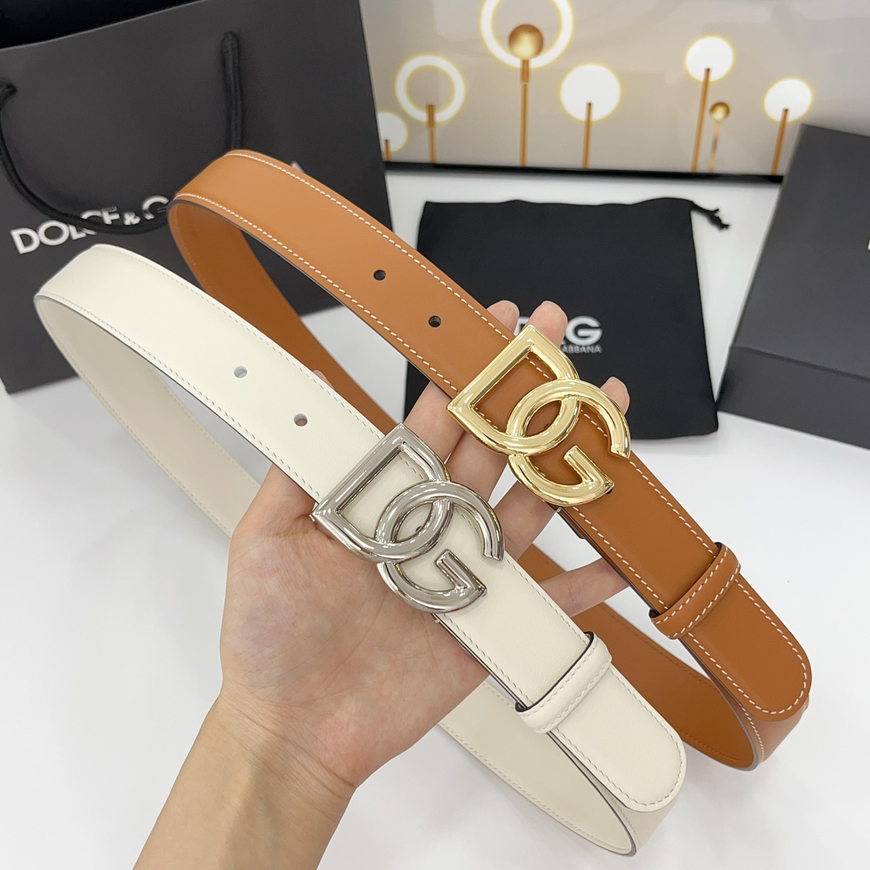 D&G腰带 3.0cm头层牛皮搭配铜扣，经典时尚码数:75.80.85.90.95.100.105