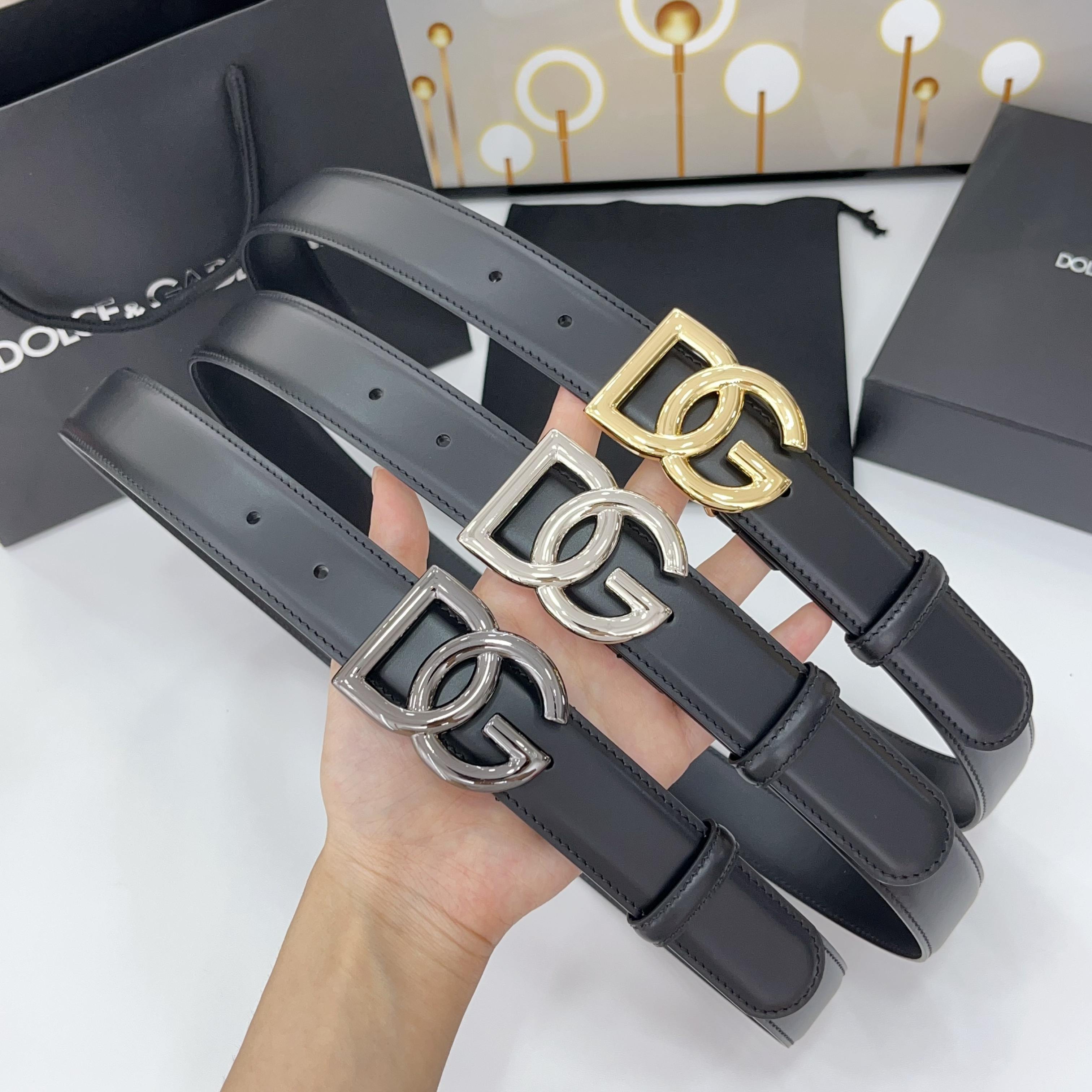 D&G腰带 3.0cm头层牛皮搭配铜扣，经典时尚码数:75.80.85.90.95.100.105
