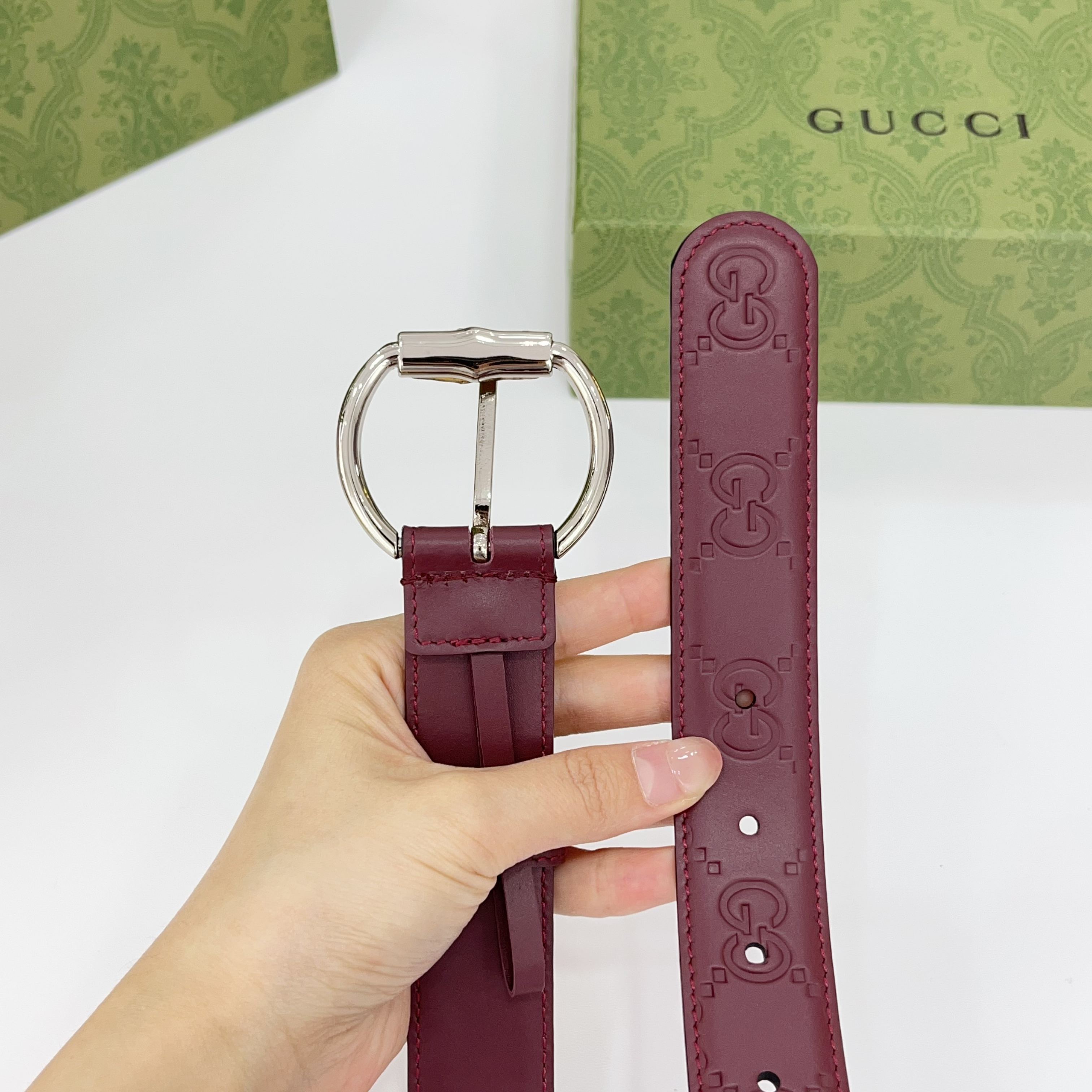  Gucci古驰  3.0cm
新款竹节针扣搭配双面头层牛皮腰带，时尚百搭
码数：75 80 85 90