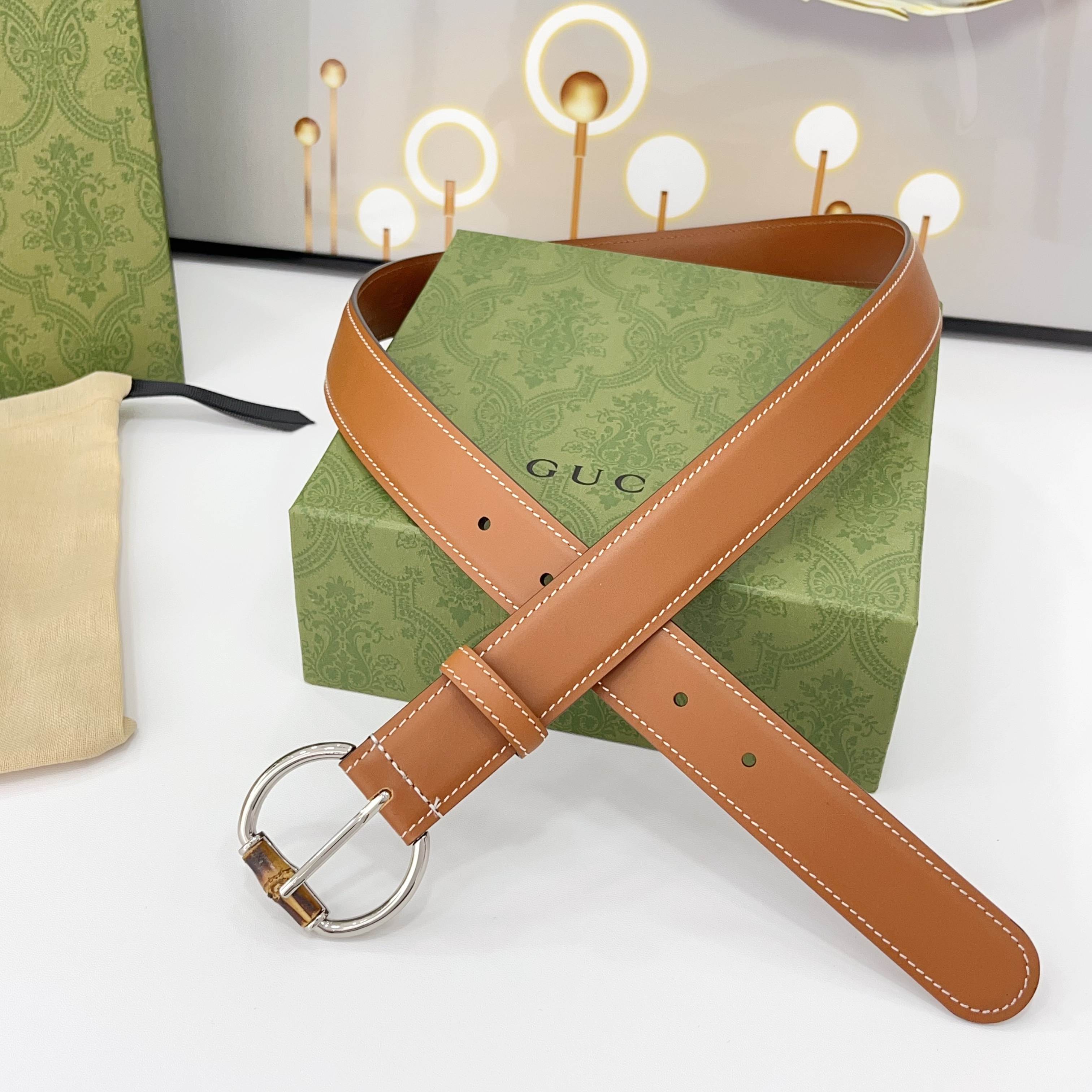  Gucci古驰  3.0cm
新款竹节针扣搭配双面头层牛皮腰带，时尚百搭
码数：75 80 85 90