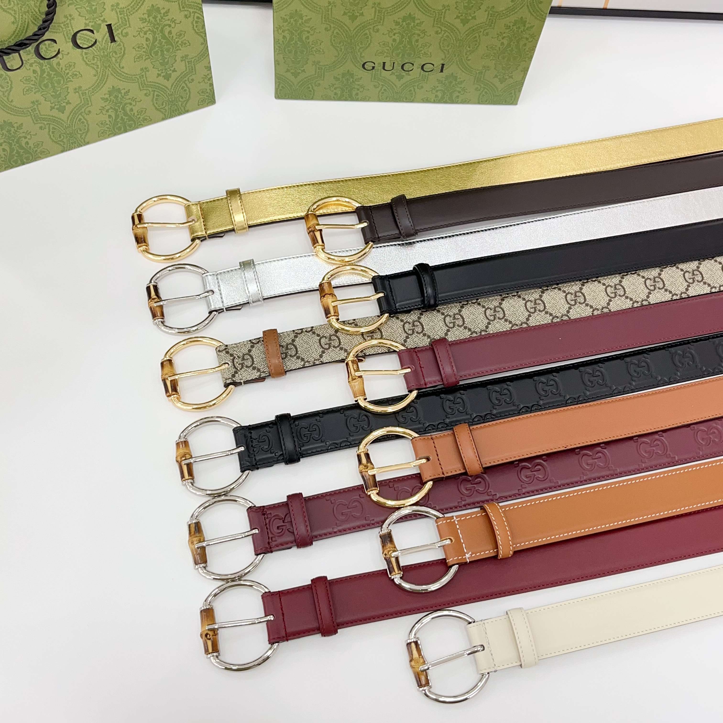  Gucci古驰  3.0cm
新款竹节针扣搭配双面头层牛皮腰带，时尚百搭
码数：75 80 85 90