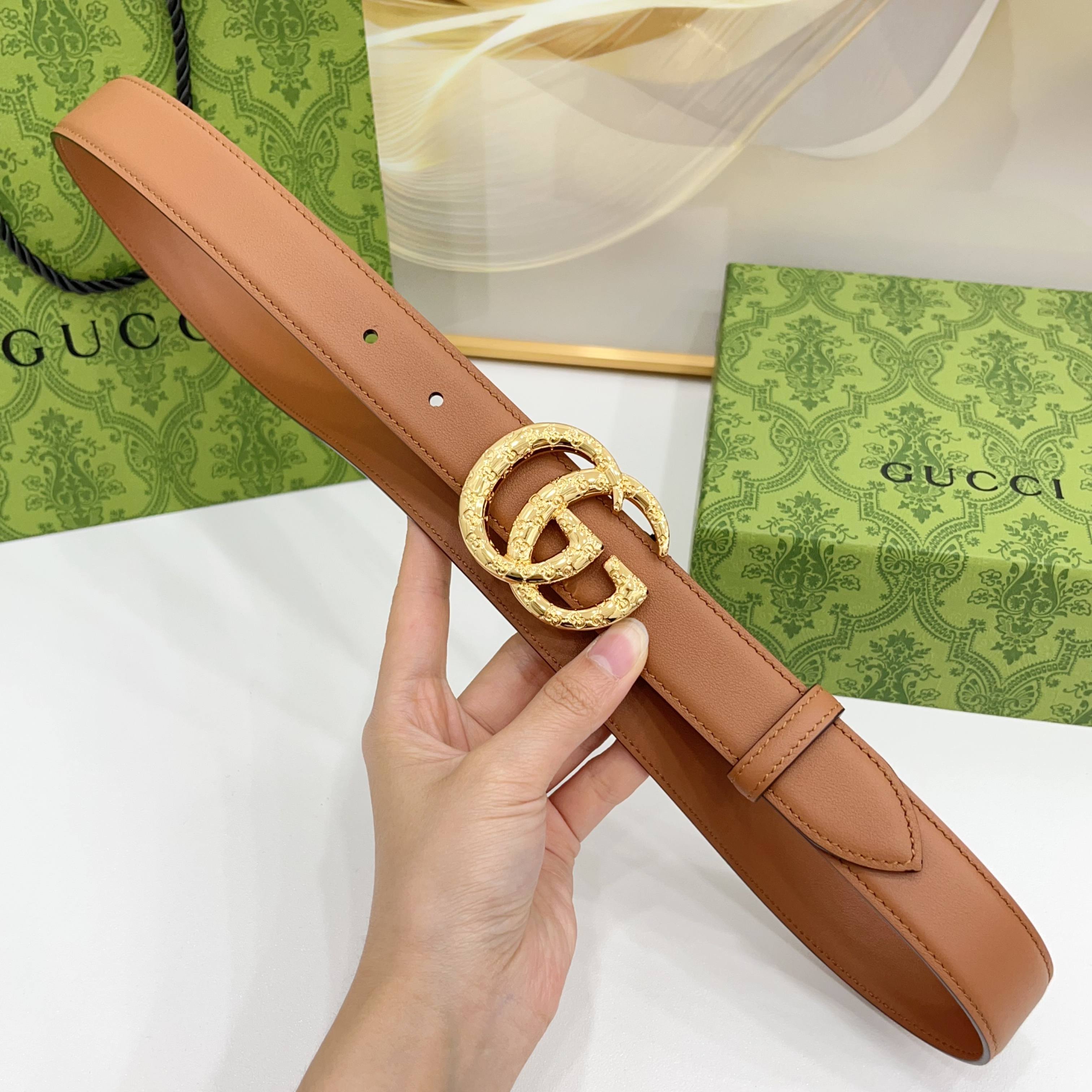 Gucci 3.0新款cc压花铜扣配双面头层牛皮，时尚百搭，商务休闲！