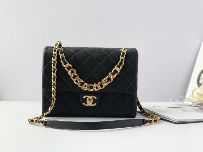 Chanel Timeless Classic Flap Bag, 23 cm, Black Leather with Gold Hardware 1 Chanel Timeless Classic Flap Bag, 23 cm, Black Leather with Gold Hardware