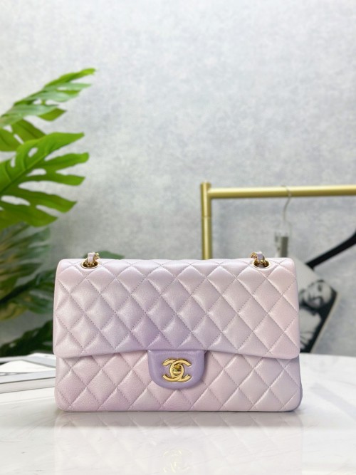 Classic Flap Bag, 25cm, Lavender Quilted Leather, Gold Hardware 1 Classic Flap Bag, 25cm, Lavender Quilted Leather, Gold Hardware
