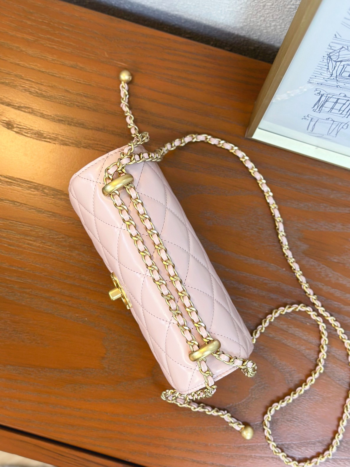 Chanell Double Gold Ball Chain Bag,Vintage Hardware,Adjustable Chain,19*12*8cm 6 a1746868037891 3847