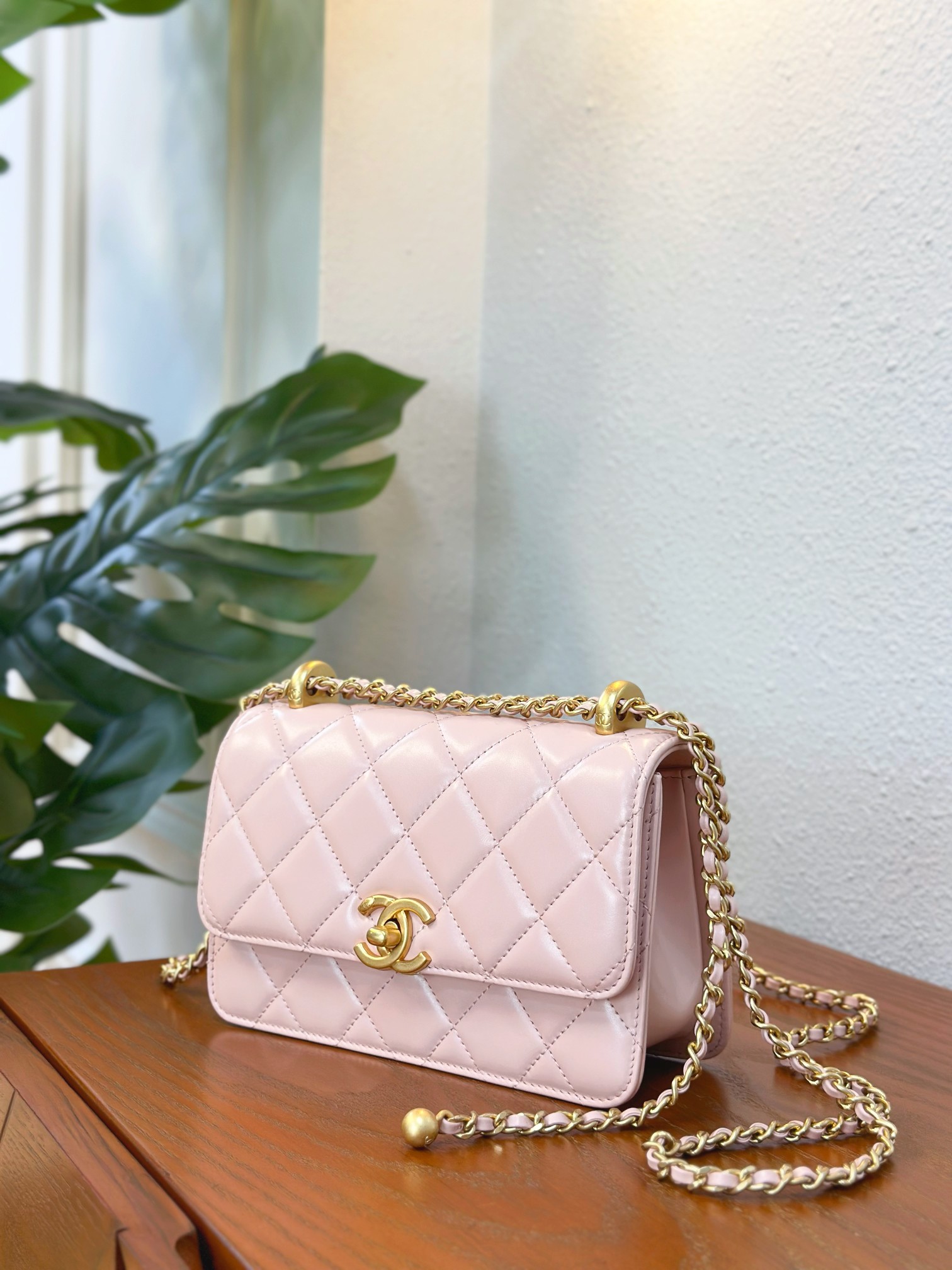 Chanell Double Gold Ball Chain Bag,Vintage Hardware,Adjustable Chain,19*12*8cm 3 a1746868038416 8144