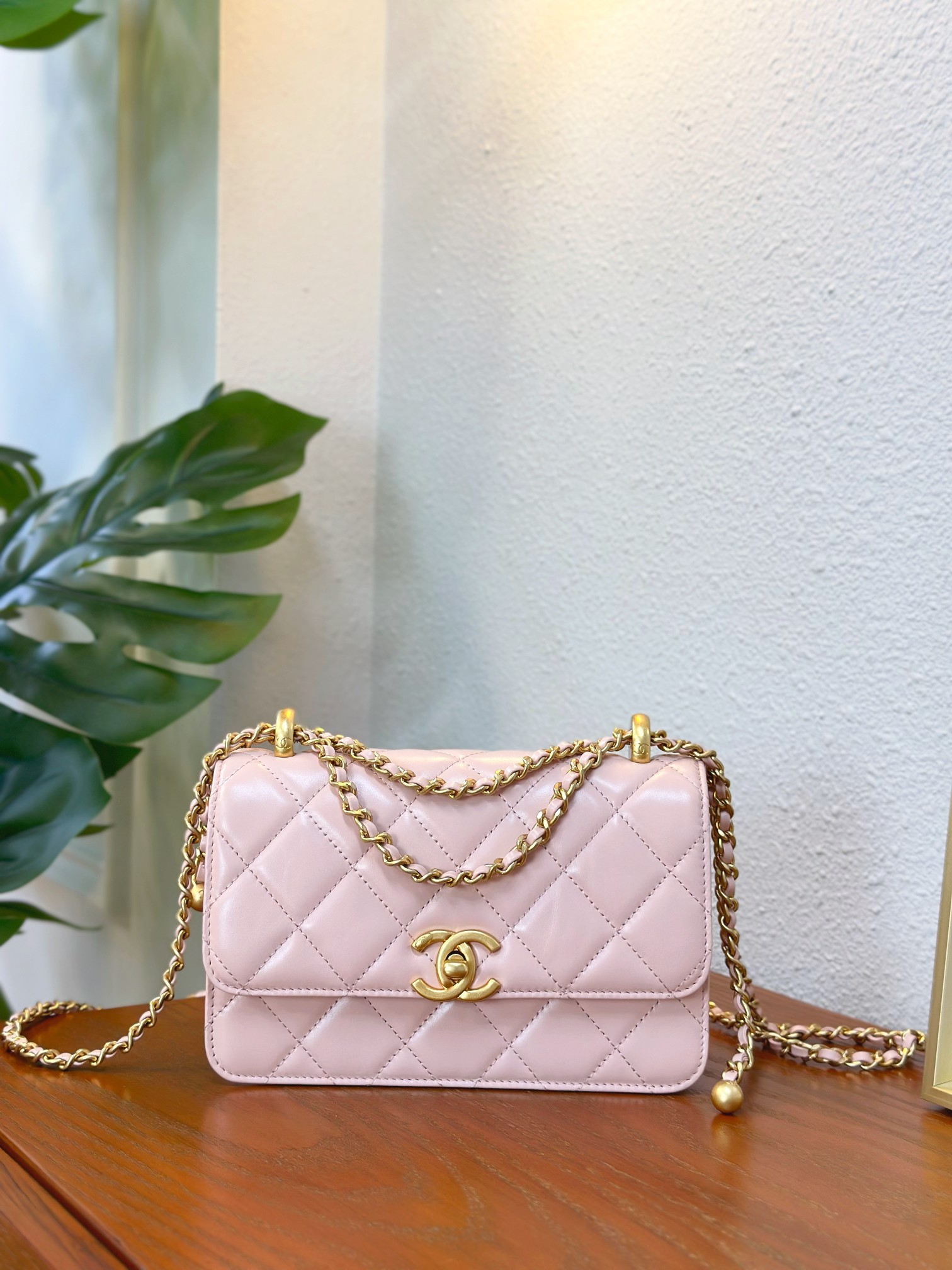 Chanell Double Gold Ball Chain Bag,Vintage Hardware,Adjustable Chain,19*12*8cm 2 a1746868038448 8078