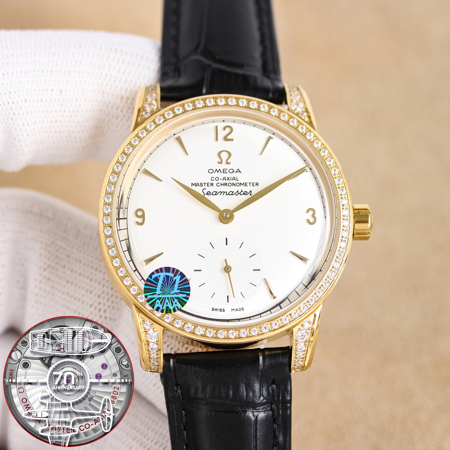 NO:641037,Unified Omega OMEGA Seamaster Series 1948 Watch is coming!  Welcome to taste!  Exclusively customized 8806 Master Chronometer integrated movement. The texture, structure, balance wheel position and hollowing are all consistent with the original version. The beauty of the operation is clearly visible, the travel time is accurate, and the power reserve is 55 hours. The case is made of 316L stainless steel, arched sapphire glass, and the interior is anti-reflective. The sapphire glass on the back is engraved with the words 'SEAMASTER' (Seamaster Series), 'LIMITED EDITLON' (Limited Edition) and the limited edition code.  Italian cowhide with original buckle, waterproof to 50 meters, omega, cowhide19860909统一 欧米茄 OMEGA 海马系列 1948腕表 重磅来袭！欢迎品鉴！ 独家定制8806至臻天文台一体机芯,纹理、结构、摆轮位置和镂空均与原版一致,运转美态清晰可见,走时精准,动力储蓄 55 小时. 表壳材质316L精钢,拱形蓝宝石玻璃,内部采用防反光处理.表背蓝宝石玻璃 刻有“SEAMASTER”（海马系列）“LIMITED EDITLON”（限量版）字样及限量编码 意大利牛皮搭配原装扣 防水深度50米,,omega,cowhide,Watch