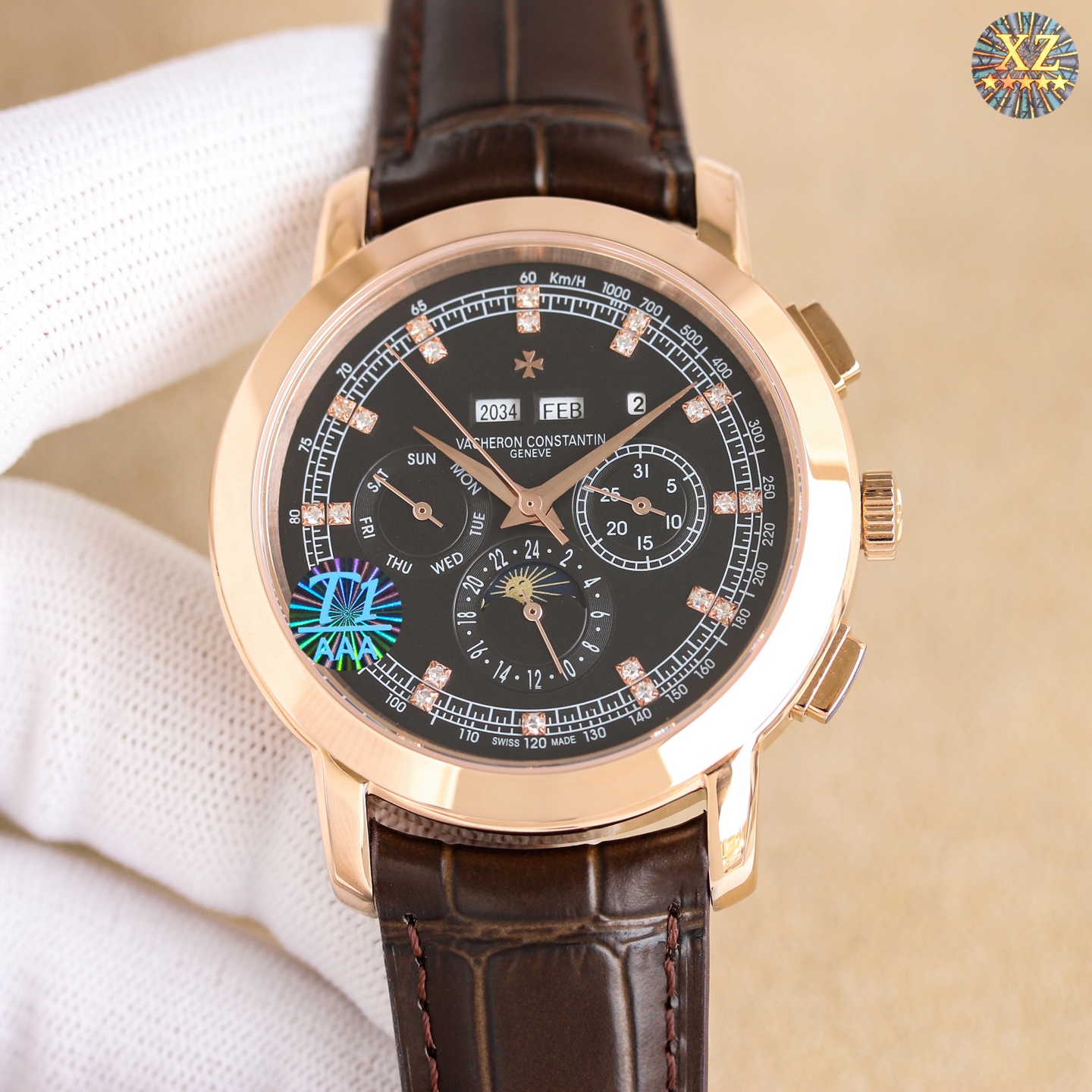 NO:662819,Platinum TWFactory, the masterpiece of Taiwan factory, the new V2 upgraded version!  The highest version on the market, the Jiangshi Heritage Series 5000T/000P_B Perpetual Calendar Multi-Function Watch, 1 is equipped with the same movement as the genuine product, the balance wheel is exactly the same as the genuine product, and all functions can be used normally. 2 The four corner curvature of the case has been improved, the color curvature of the dial is more consistent, the 12 scales are polished more delicately, and the whole is closer to the counter!  3. Paired with Italian cowhide, it makes the wrist more fit and comfortable!  The Vacheron Constantin Heritage Series produced by the TW factory incorporates the most unique DNA of Vacheron Constantin. It is a symbol of Vacheron Constantin's ultimate elegance and fully embodies the purest tradition of the fine watchmaking industry!  Suitable for various business occasions, simple and refined yet elegant!  TW's exquisite replica, please appreciate it!  ,,vacheron,cowhide19860909白 金 TWFactory,台湾厂力作,全新V2升级版！市场最高版本江诗传袭系列5000T/000P_B万年历多功能腕表,1搭载与正品一致机芯,摆轮与正品完全一致,所有功能均可正常使用.2对表壳的四个角弧度进行改善,表盘颜色弧度更契合,12个刻度打磨更细腻,整体更贴近专柜！3搭配意大利牛皮让手腕更贴合舒适！TW工厂出品的江诗.丹顿传袭系列融汇了江诗.丹顿最独特的DNA,是江诗丹顿极致优雅的象征,充分体现了高级制表业最纯粹的传统！适合各种商务场合,简敛精致不失优雅！TW精品复刻,敬请品鉴！,,vacheron,cowhide,Watch
