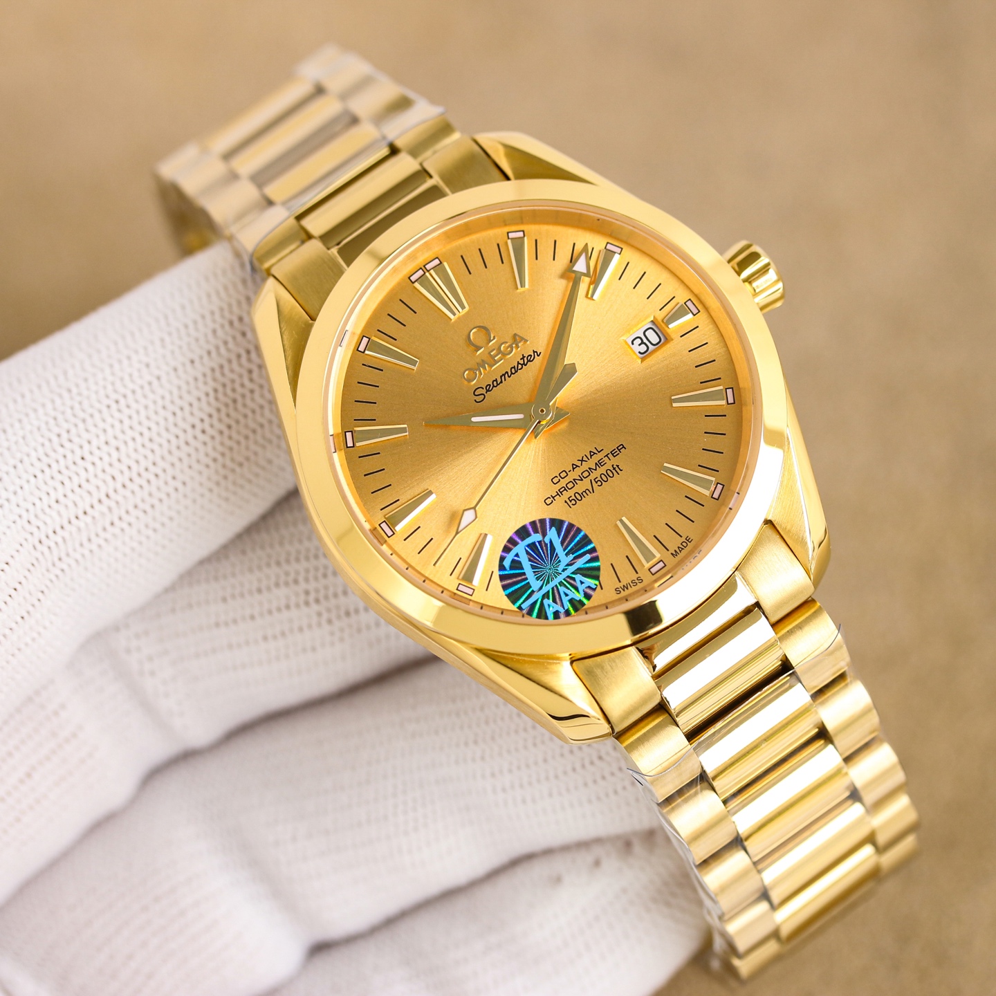 NO:764218,White shell Gold shell Produced by VS Factory Omega OMEGA Seamaster Series Aqua Terra Observatory 39mm 1: The market’s exclusive natural watch strap and steel strap are free to choose. 2: Made of stainless steel and the sunray brushed dial is unique. 3: Screw-in convex carving technology Crown new “conical” design, more convenient for debugging. 4: The sides are brushed and polished, and the bottom cover has a new corrugated design. 5: Equipped with  Black balance wheel 2824 modified 8800 movement, two-way energy storage, accurate and reliable!  6: Upper and lower sapphire coated with AR glass, capable of everything from land to ocean!  ,,omega19860909白壳 金壳 VS厂出品 欧米茄 OMEGA 海马米系列 Aqua Terra 天文台 39mm  1: 市场独家天然表带 钢带自由选择. 2: 精钢材质 太阳纹拉丝表盘尽显与众不同. 3:旋入式 凸雕技术 表冠 全新 “圆椎形”设计,更方便调试. 4:侧面拉丝打磨精致,底盖新增波纹设计. 5:搭载 黑摆轮2824改 8800机芯 双向储能 精准可靠！ 6:上下蓝宝石镀增透玻璃 从陆地到海洋 无所不能！,,omega,Watch