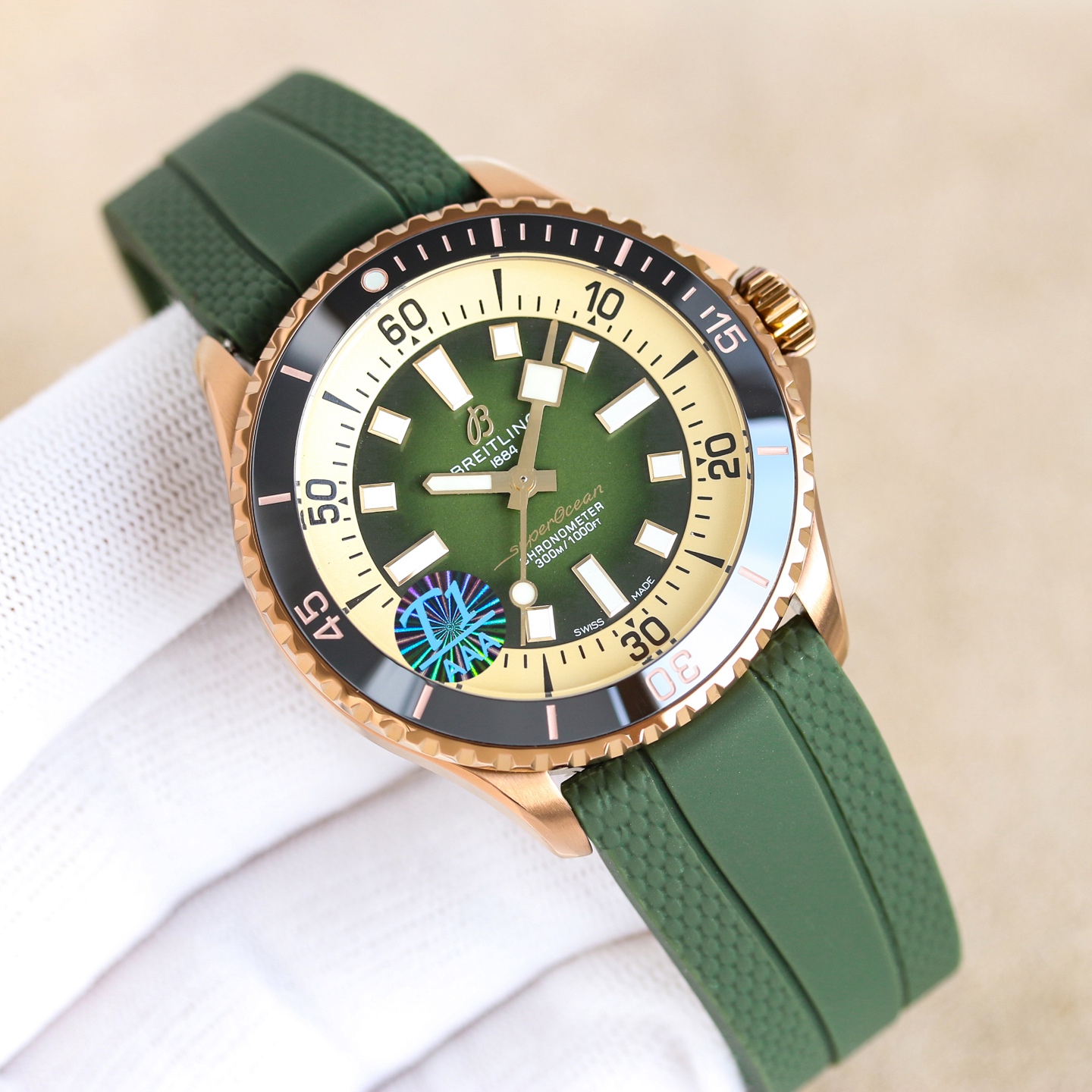 NO:879161,Tape Steel Band Color 50 BLS Breitling Super Ocean Series 42mm Watch. 1 A diving watch must not only meet the needs of clear reading, but also be easy to operate. This time scale and hands are coated with maximum luminous coating to ensure that they can be read clearly in the dim deep sea, just like a small light bulb in the dark; convenience is inseparable from the pitted ceramic bezel and micro-pull folding clasp; it is matched with a precise mechanical movement and wear-resistant double-spherical sapphire glass. 2  The geometric hands are clear and stylish. The hands of this watch bring the charm of geometry to the extreme. The novel and harmonious combination is not only clear when reading, but also unforgettable at first sight.  3. Listen to the sound to identify the watch, and it is easy to operate. People who like mechanical watches are also fascinated by the sounds when winding the chain and rotating the bezel. Listening to the distinct rhythm, the hands seem to be able to clearly feel the smooth operation of each component. The details of the one-way rotating bezel and screw-in crown make it easy for the wearer to operate even with long nails, and every time they interact with the watch, they hear the crisp and pleasant mechanical sound.  4. There are many choices, so you should try boldly. The dial logo, bezel scale, time scale, etc. of the Super Ocean series are as pure as possible in color and details to highlight the colorful dial colors. Multi-color ceramic rings are matched with colorful dials to have more diverse choices!  ,,breitling19860909胶带 钢带 色50 BLS百年灵超级海洋系列42mm腕表. 1潜水表既要满足清读时,更要操作便捷.此款时标和指针大限度的夜光涂层,保证在昏暗的深海能清晰读时,如在黑暗中的小灯泡一样；便捷则离不开带坑纹的陶瓷表圈、微拉扣的折叠表扣；配搭精准机械机芯与耐磨的双球形蓝宝石玻璃. 2 几何指针,清晰更有型.此款腕表的指针将几何魅力挥洒到极致,新奇而和谐的组合,不但读时清晰,更一见难忘. 3听声辨表,操作便捷.喜欢机械腕表的人,也多为上链时、旋转表圈时的声音着迷.听着那分明的节奏,手下似乎更能清晰地感受到各个部件在流畅运转.单向旋转表圈、旋入式表冠在细节上的处理使得佩戴者即使是长指甲也能轻松操作,并且每一次与腕表互动都听到那清脆悦耳的机械声. 4选择众多,宜大胆尝试.超级海洋系列的表盘Logo、表圈刻度、时标等在配色和细节上都尽可能的纯粹,以凸显多彩的盘面颜色.多色陶瓷圈与多彩的盘面配搭,拥有更多样化的选择！,,breitling,Watch