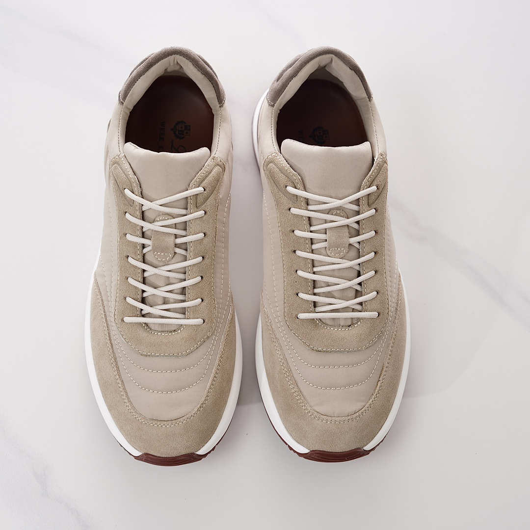 Loro Piana Men's Elastic Fabric Sneakers with Suede and Cushioning 8 i1735107585 6248 0