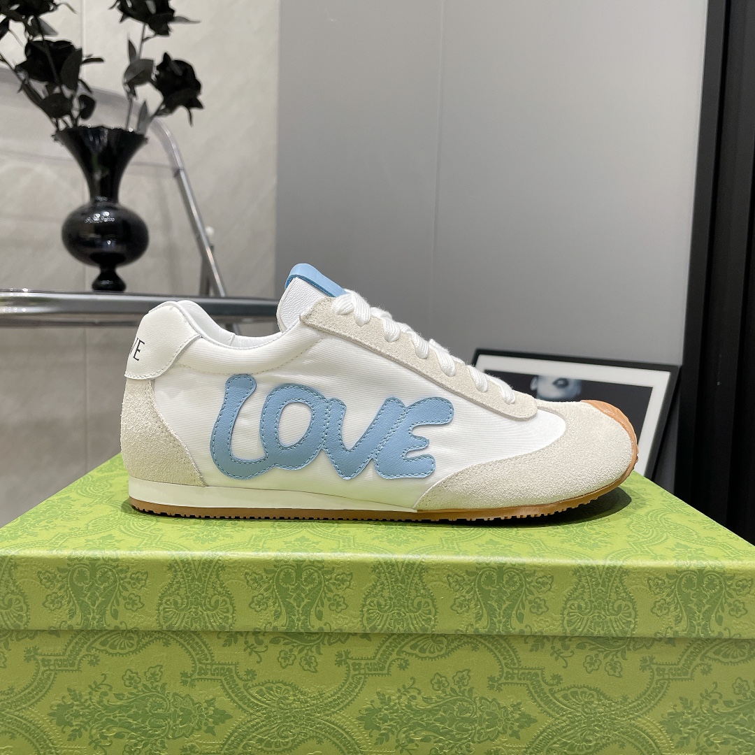 LOEWE Round Toe Suede and Leather Sneakers Designer Fashion Love Shoes 2 i1742455224 4193 7