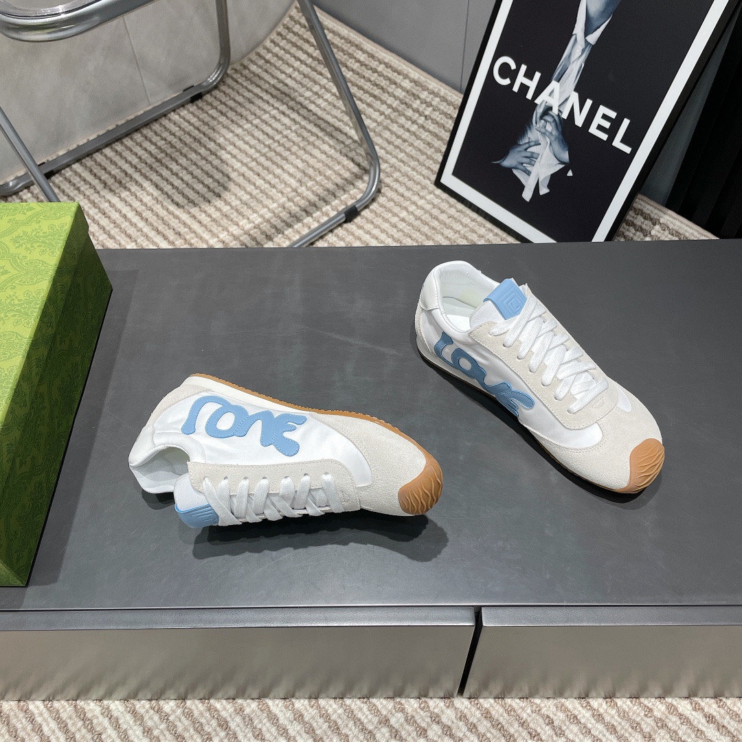 LOEWE Round Toe Suede and Leather Sneakers Designer Fashion Love Shoes 7 i1742455230 4831 0