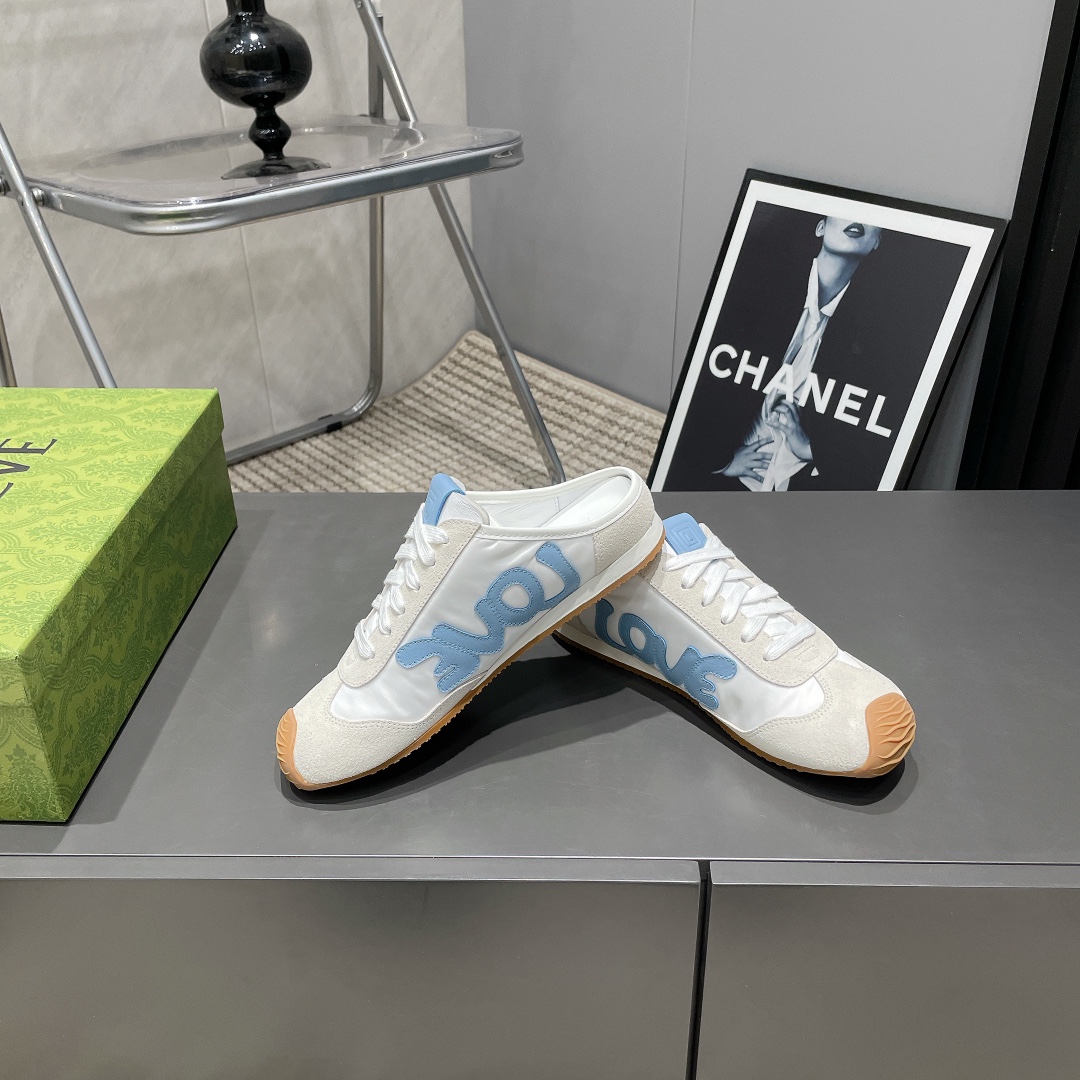 LOEWE Love Mule Sneakers Round Toe Suede and Leather German Trainer Shoes 5 i1742455447 552 7