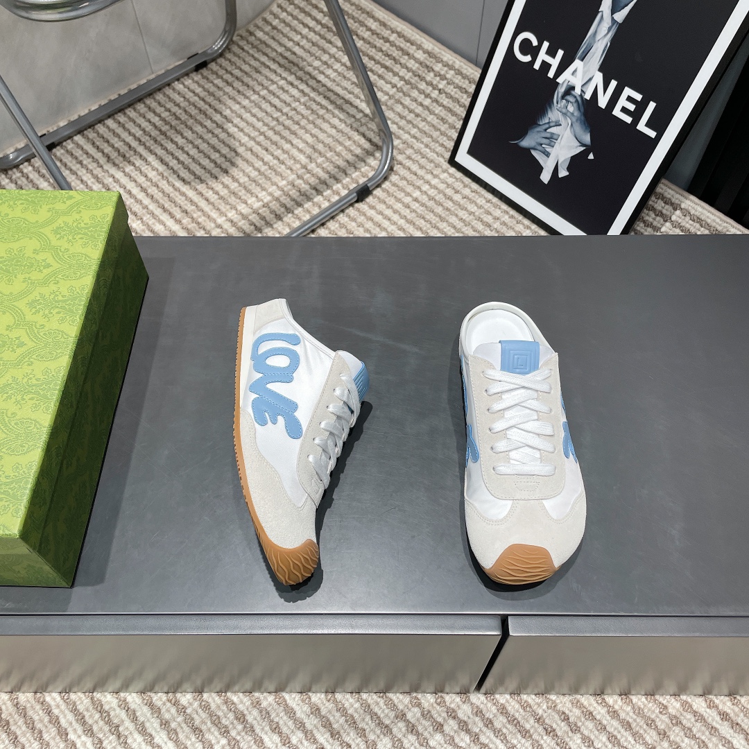 LOEWE Love Mule Sneakers Round Toe Suede and Leather German Trainer Shoes 6 i1742455447 5898 3