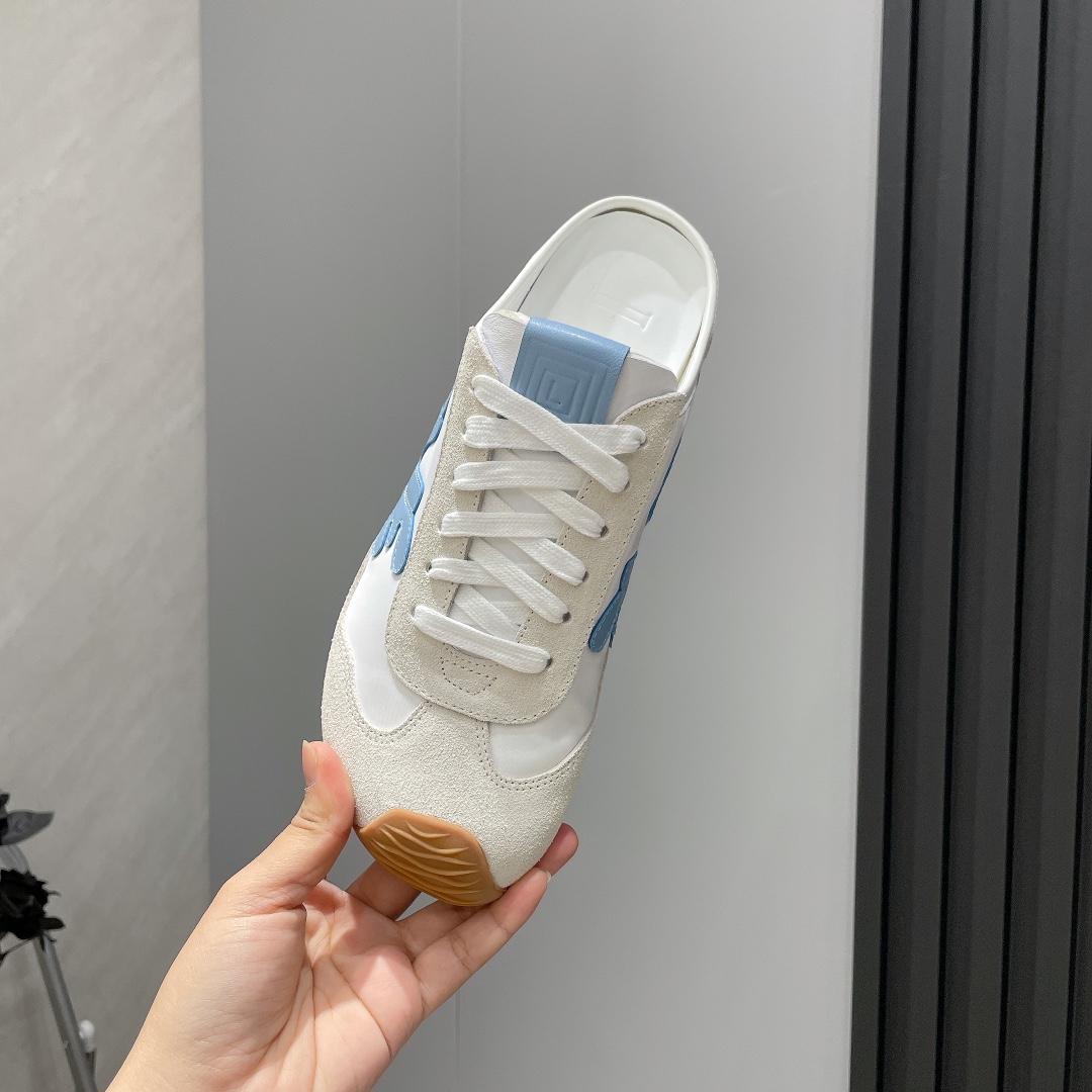 LOEWE Love Mule Sneakers Round Toe Suede and Leather German Trainer Shoes 8 i1742455447 7705 2