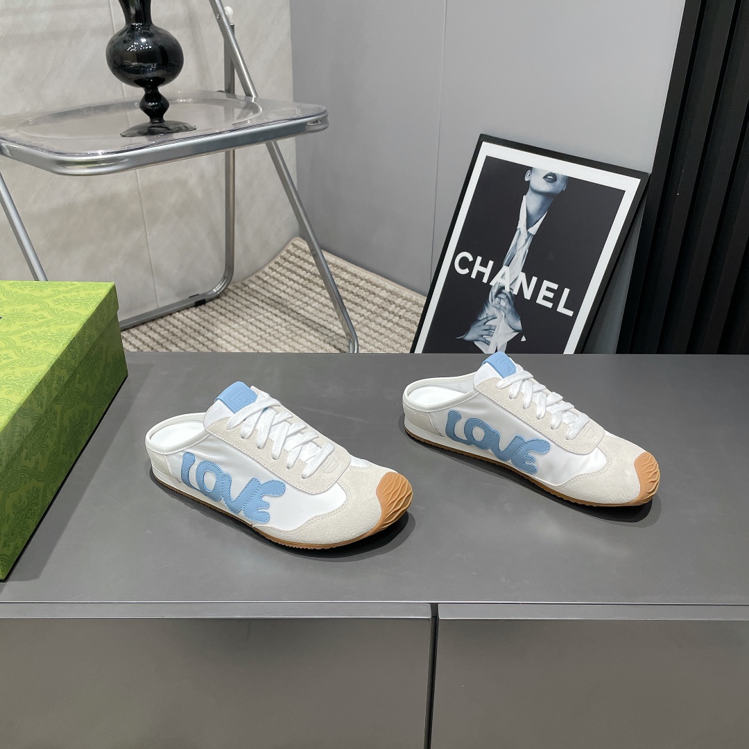 LOEWE Love Mule Sneakers Round Toe Suede and Leather German Trainer Shoes 4 i1742455447 8972 5