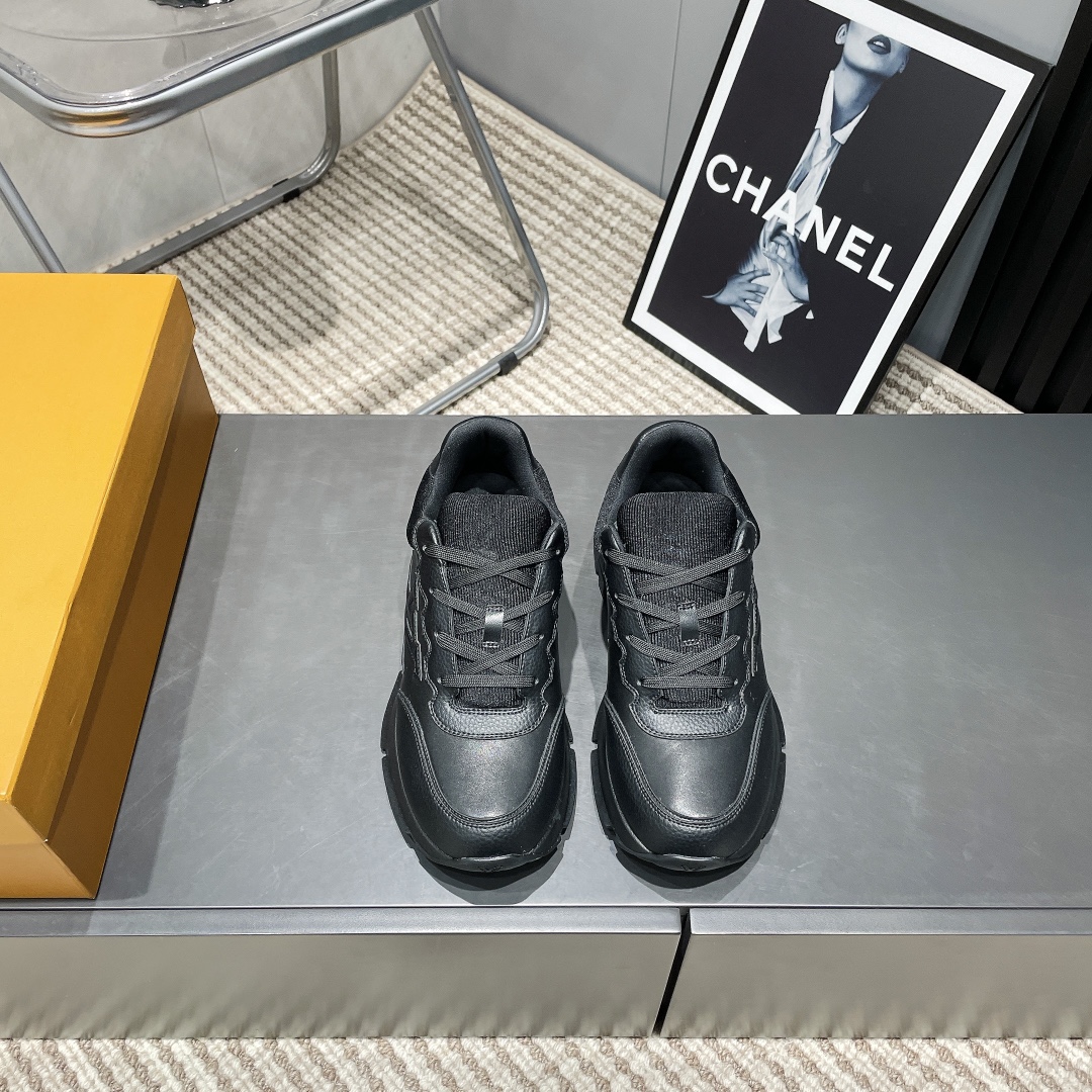 Louis Vuitton 25 Spring Black Leather Sneakers with TPU Outsole 3 i1743246082 6990 1