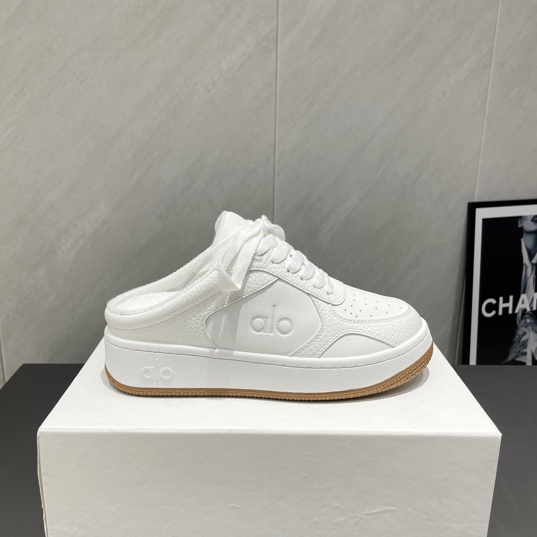 Alo Yoga Women's White Leather Platform Mule Sneakers, Comfortable and Stylish 1 Alo Yoga Women's White Leather Platform Mule Sneakers, Comfortable and Stylish