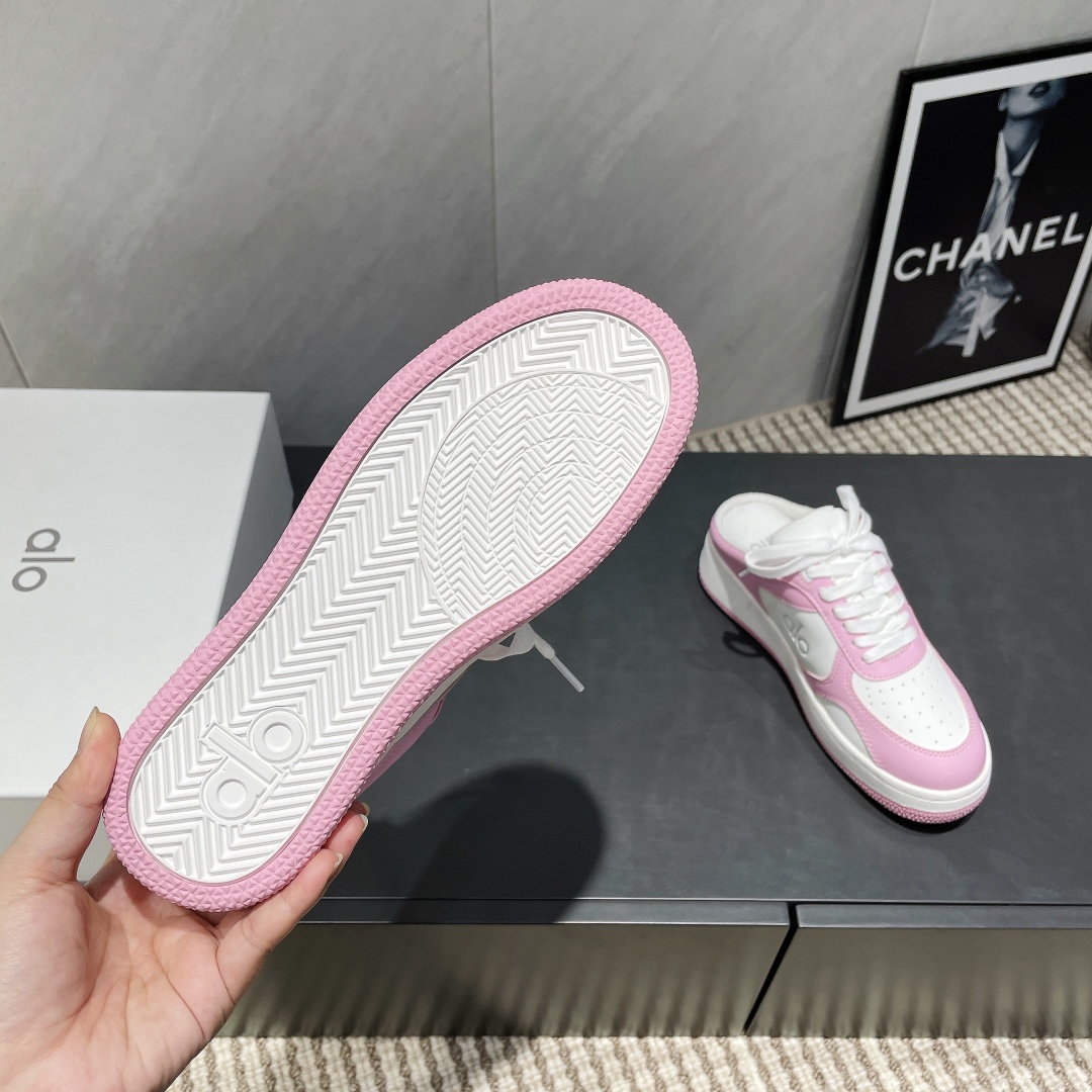 Alo Yoga Women's Chunky Sole Mule Sneakers in Pink and White Leather 10 i1744442016 1426 2