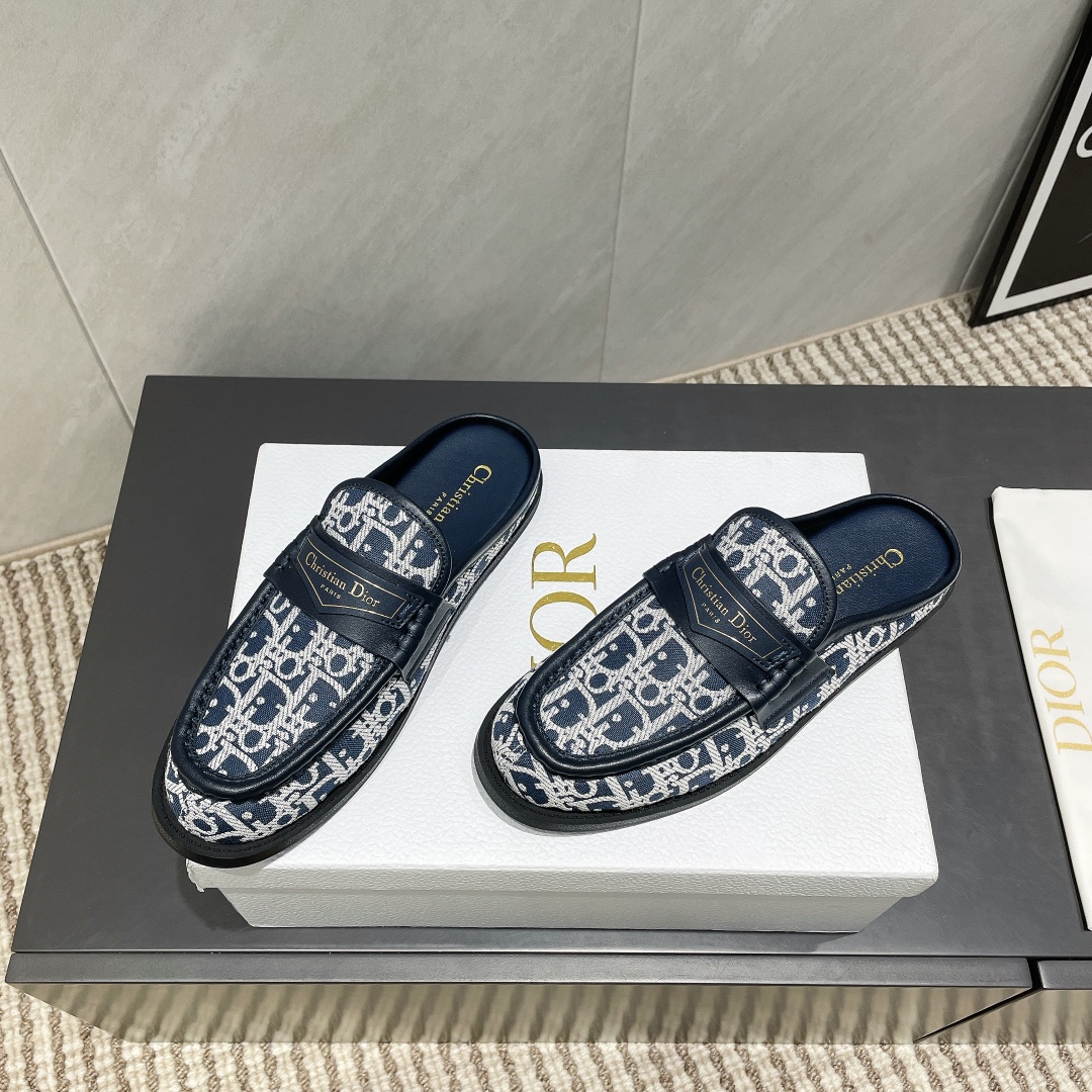 Dior Women's D-Loafer Mules in Blue Dior Oblique Jacquard - Elegant & Trendy 5 i1746424799 1344 8