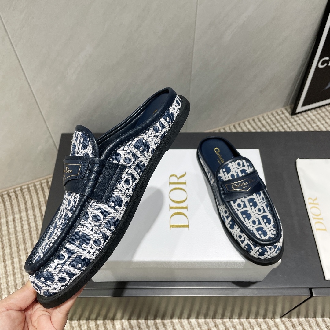 Dior Women's D-Loafer Mules in Blue Dior Oblique Jacquard - Elegant & Trendy 2 i1746424799 3236 2