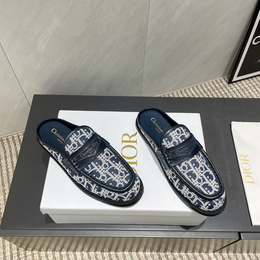 Dior Women's D-Loafer Mules in Blue Dior Oblique Jacquard - Elegant & Trendy 4 i1746424799 7005 6