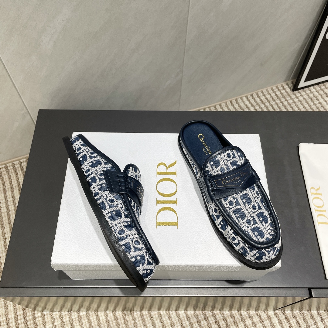 Dior Women's D-Loafer Mules in Blue Dior Oblique Jacquard - Elegant & Trendy 6 i1746424799 938 5