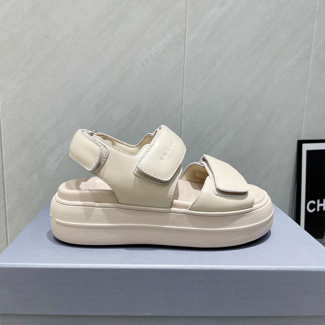 Hogan Women's Cream Leather Platform Sandals | Casual Summer Footwear 6 i1746515186 1377 4