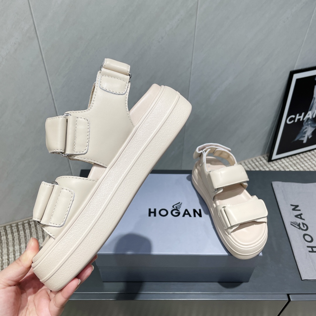Hogan Women's Cream Leather Platform Sandals | Casual Summer Footwear 7 i1746515186 1906 6