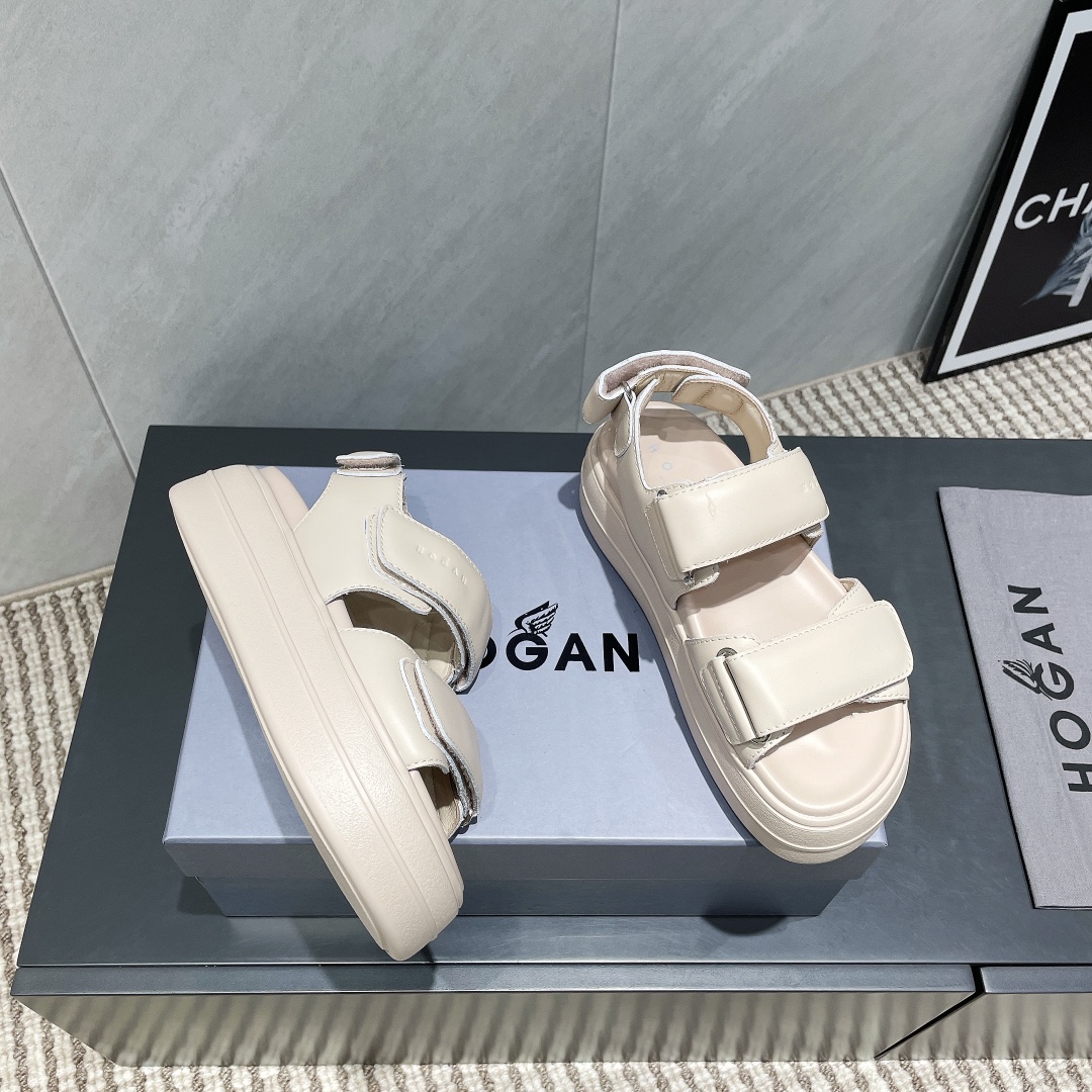 Hogan Women's Cream Leather Platform Sandals | Casual Summer Footwear 5 i1746515186 3827 3