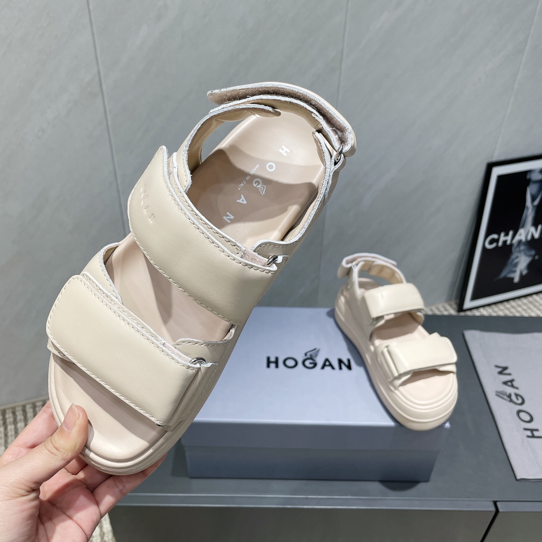 Hogan Women's Cream Leather Platform Sandals | Casual Summer Footwear 8 i1746515186 5447 8