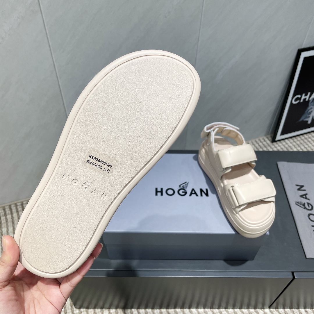 Hogan Women's Cream Leather Platform Sandals | Casual Summer Footwear 10 i1746515186 7746 0