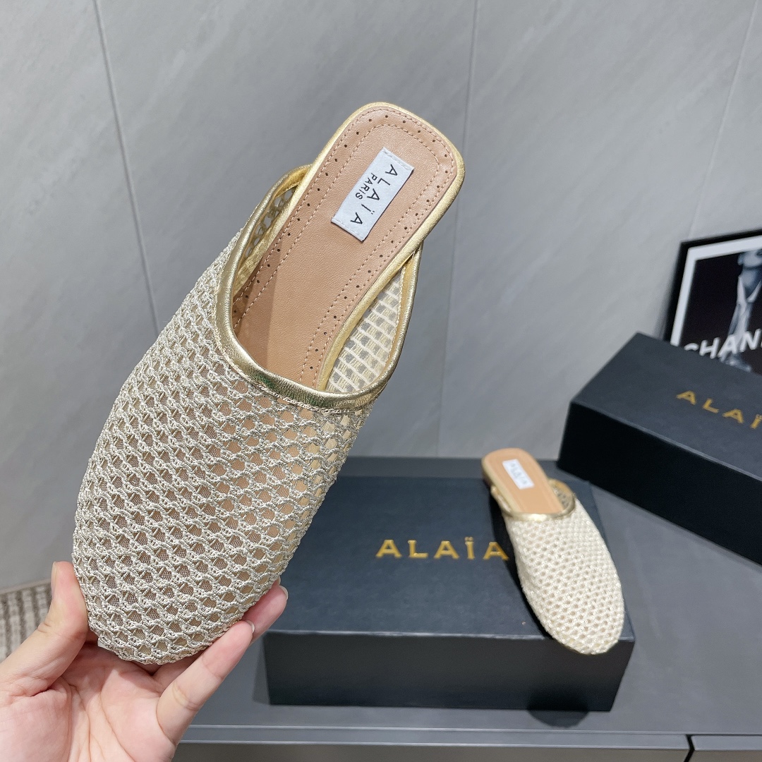 Alaïa Flat Mules - Elegant Mesh Design, Comfortable & Versatile Spring Shoes 8 i1746686631 558 4