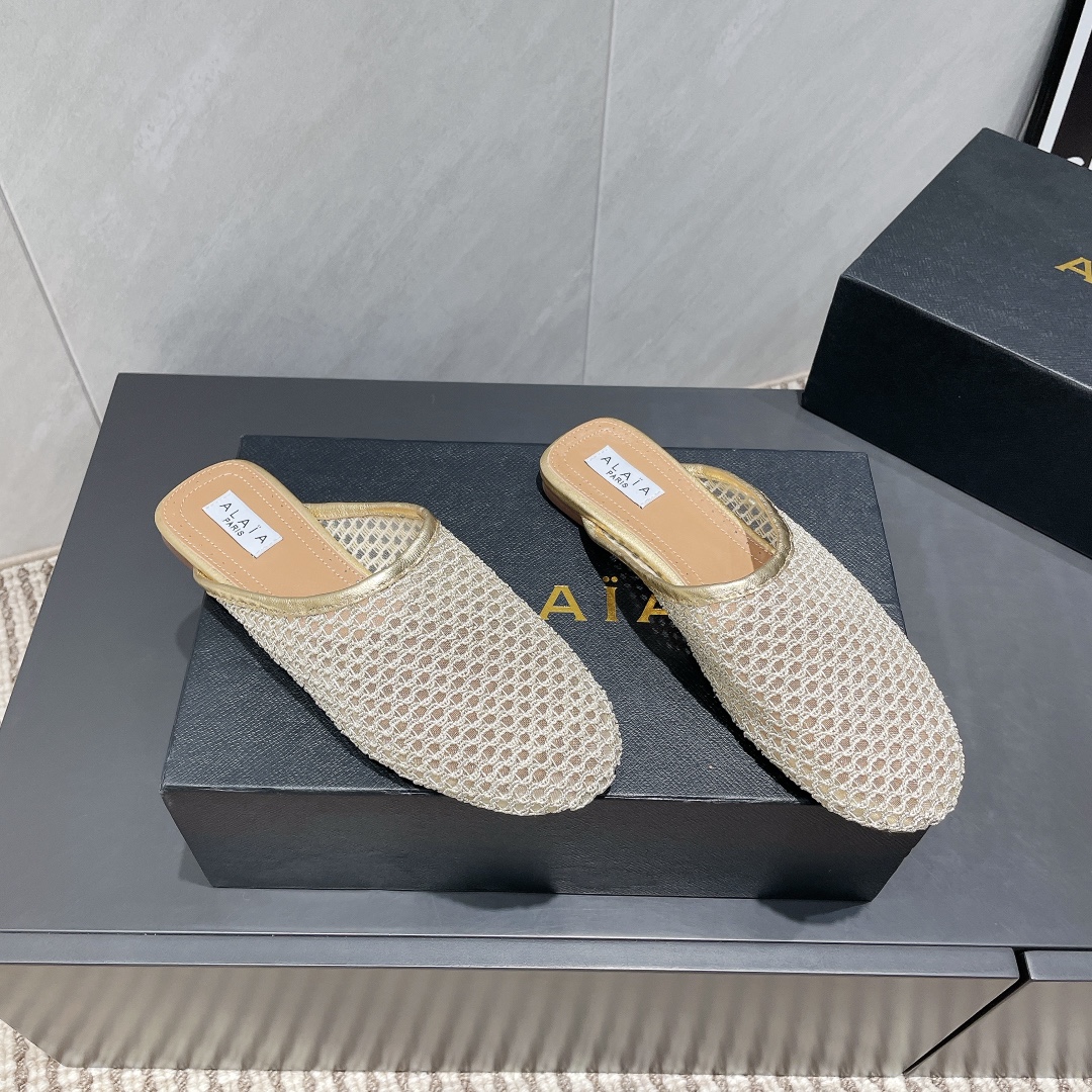 Alaïa Flat Mules - Elegant Mesh Design, Comfortable & Versatile Spring Shoes 4 i1746686631 5833 0