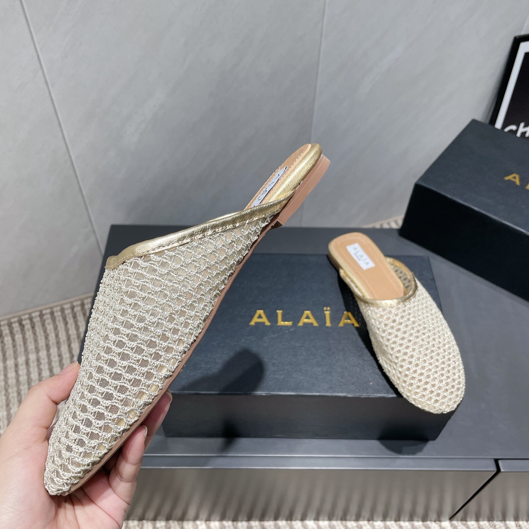 Alaïa Flat Mules - Elegant Mesh Design, Comfortable & Versatile Spring Shoes 6 i1746686631 6848 7