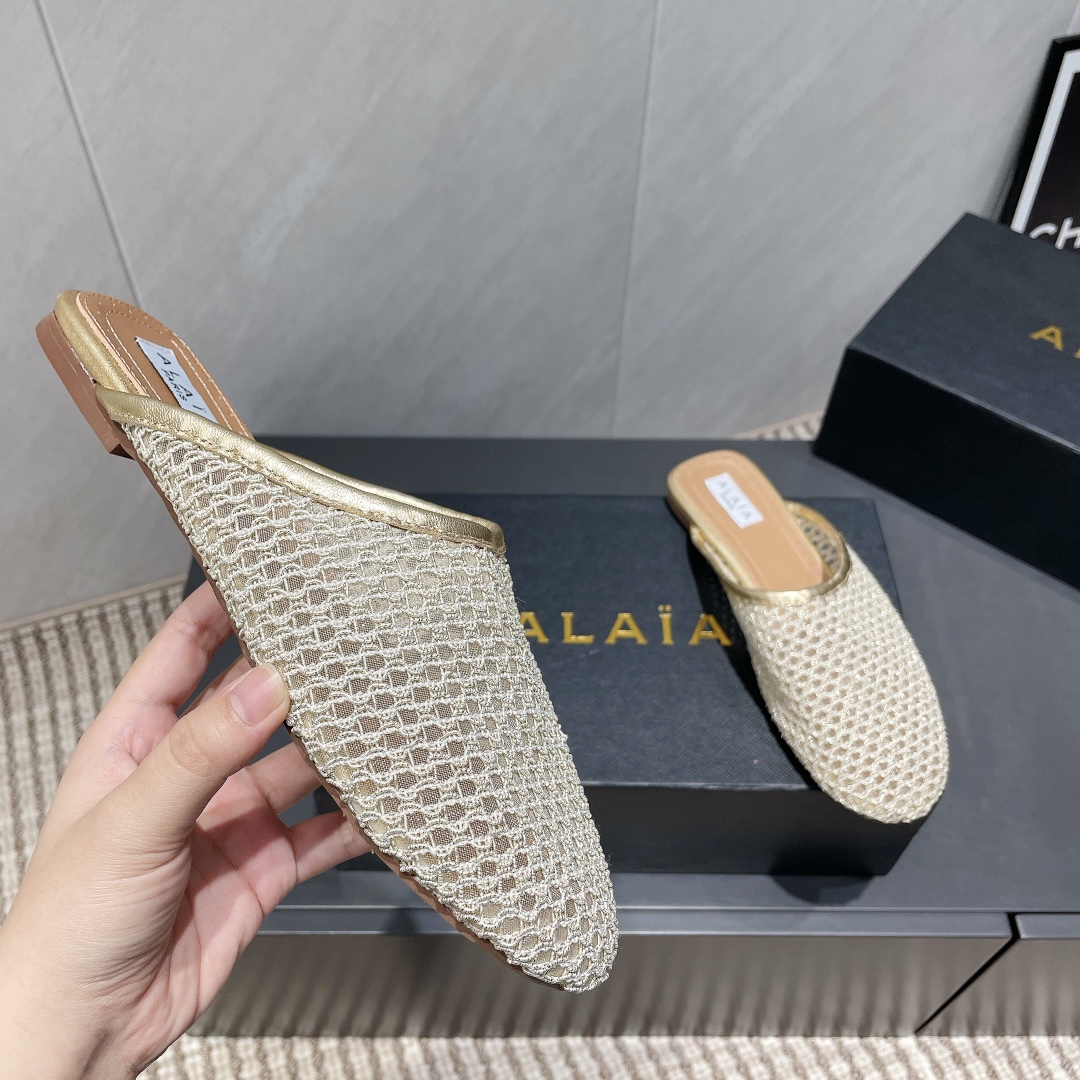 Alaïa Flat Mules - Elegant Mesh Design, Comfortable & Versatile Spring Shoes 2 i1746686631 8112 8