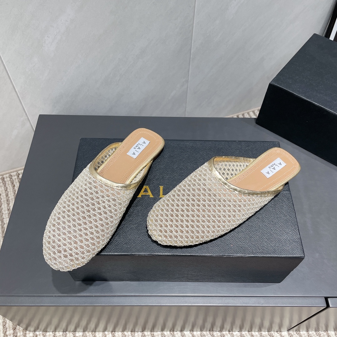 Alaïa Flat Mules - Elegant Mesh Design, Comfortable & Versatile Spring Shoes 5 i1746686631 8639 3