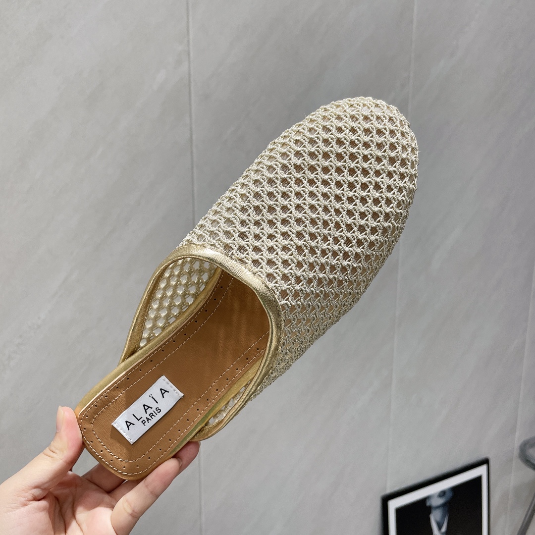Alaïa Flat Mules - Elegant Mesh Design, Comfortable & Versatile Spring Shoes 7 i1746686631 9341 1